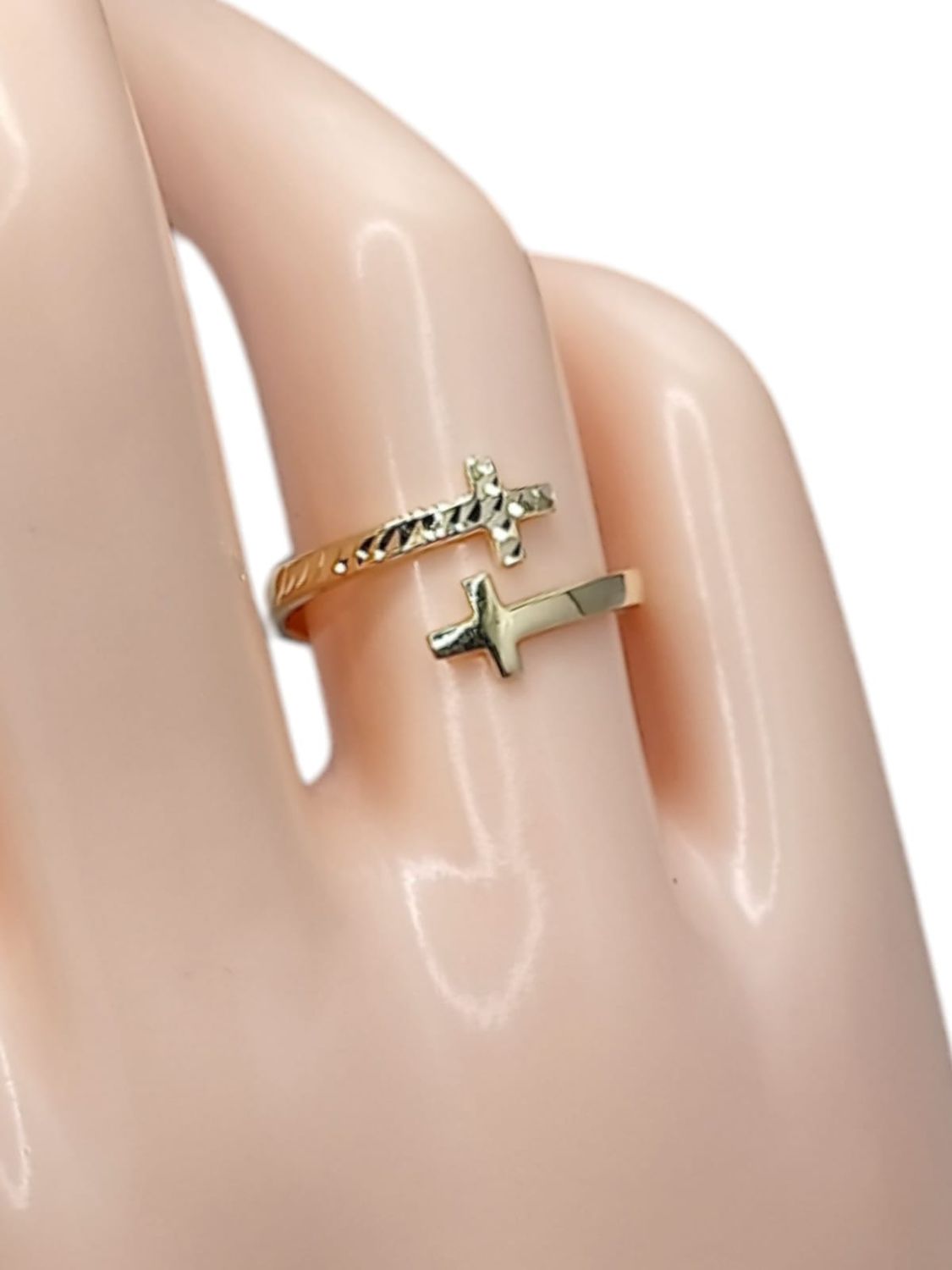 ANILLO AJUSTABLE CRUZ # 7.5 ORO 14K