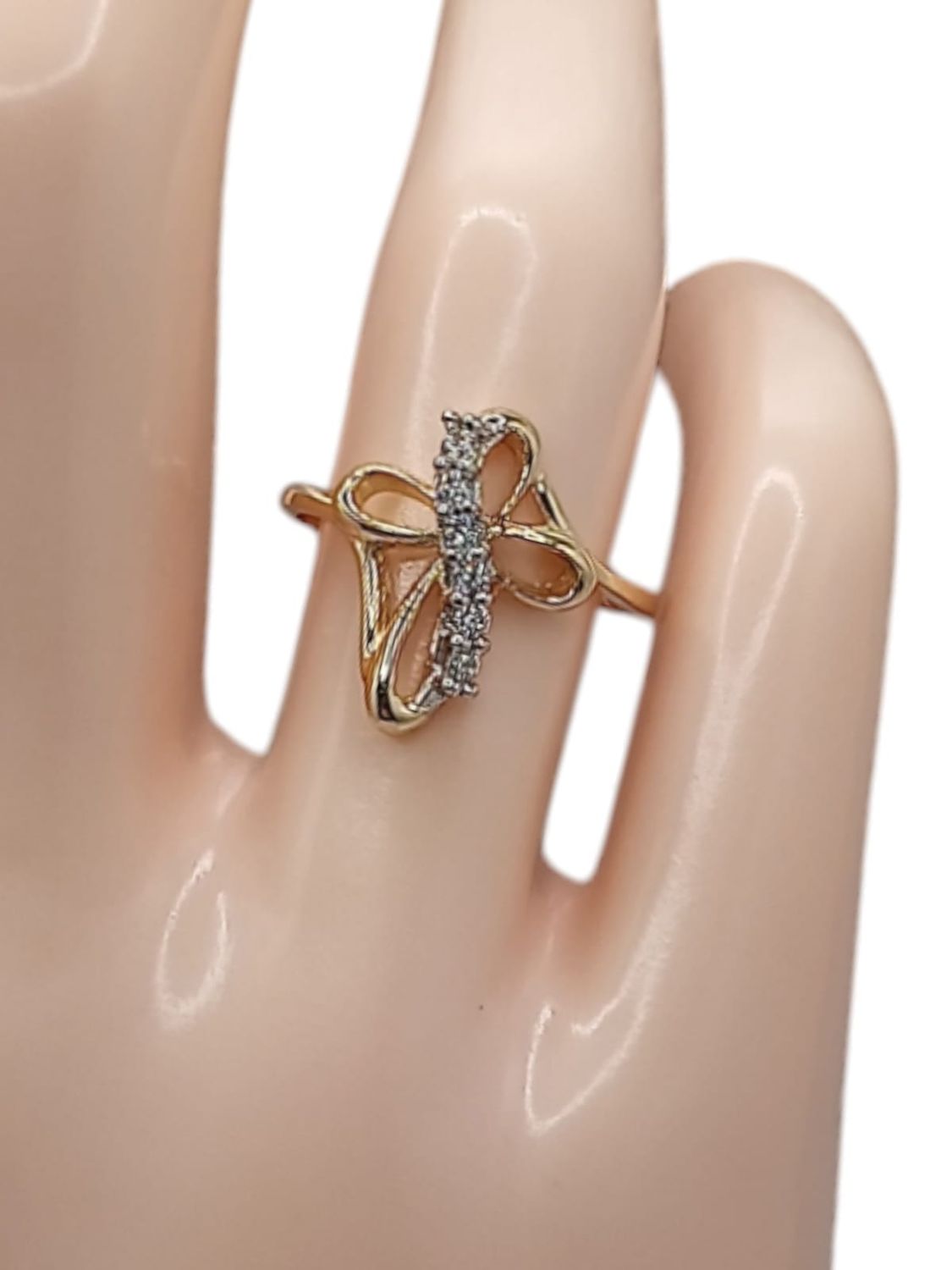 ANILLO CRUZ CON CZ # 6.5 ORO 14K
