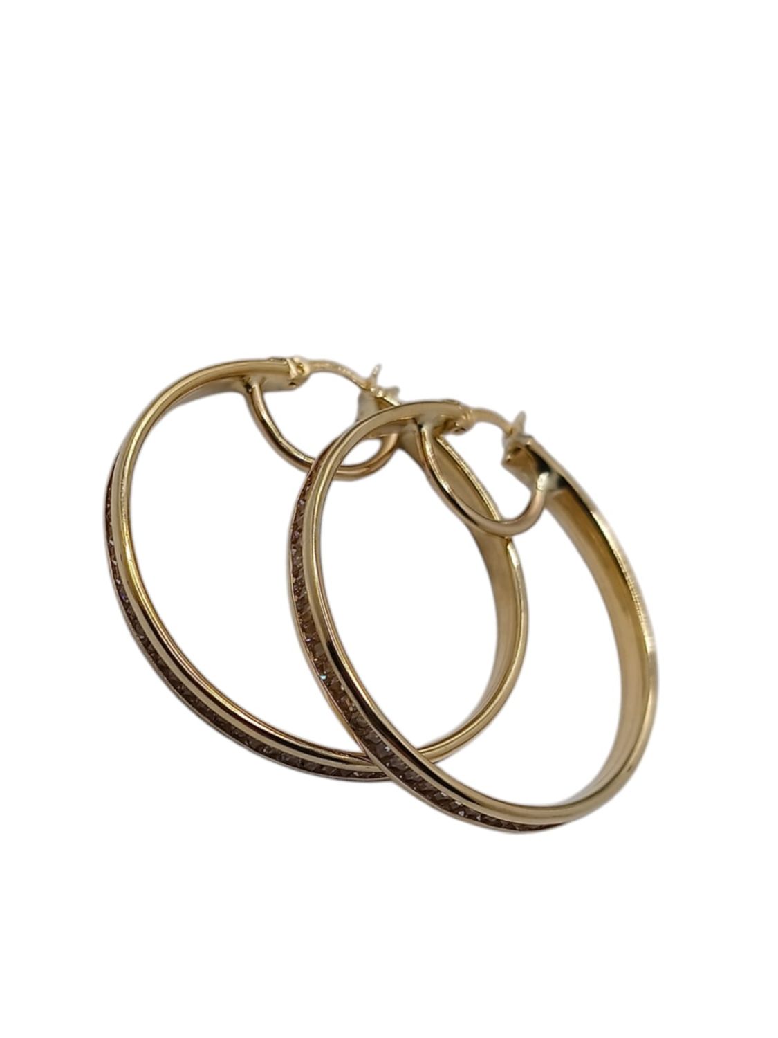 ARRACADA CON CZ TIPO BAGUETTE 3.5 CM ORO 14K
