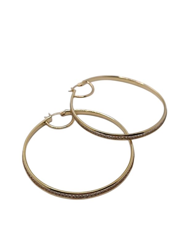 ARRACADA 5.5 CM CZ TIPO BAGUETT ORO 14K