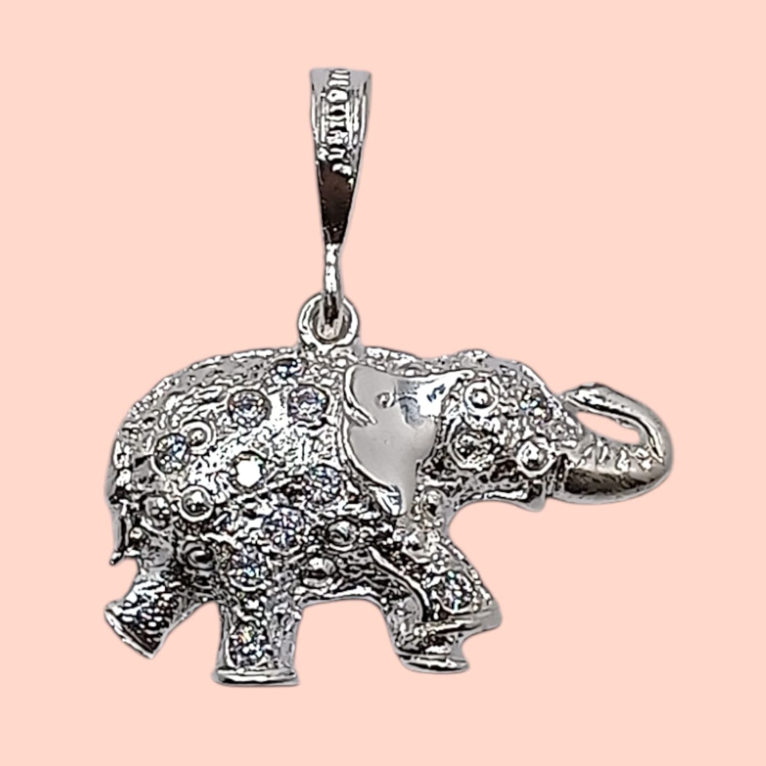 Dije Elefante con circonias. 3 cm. de largo PLATA .925