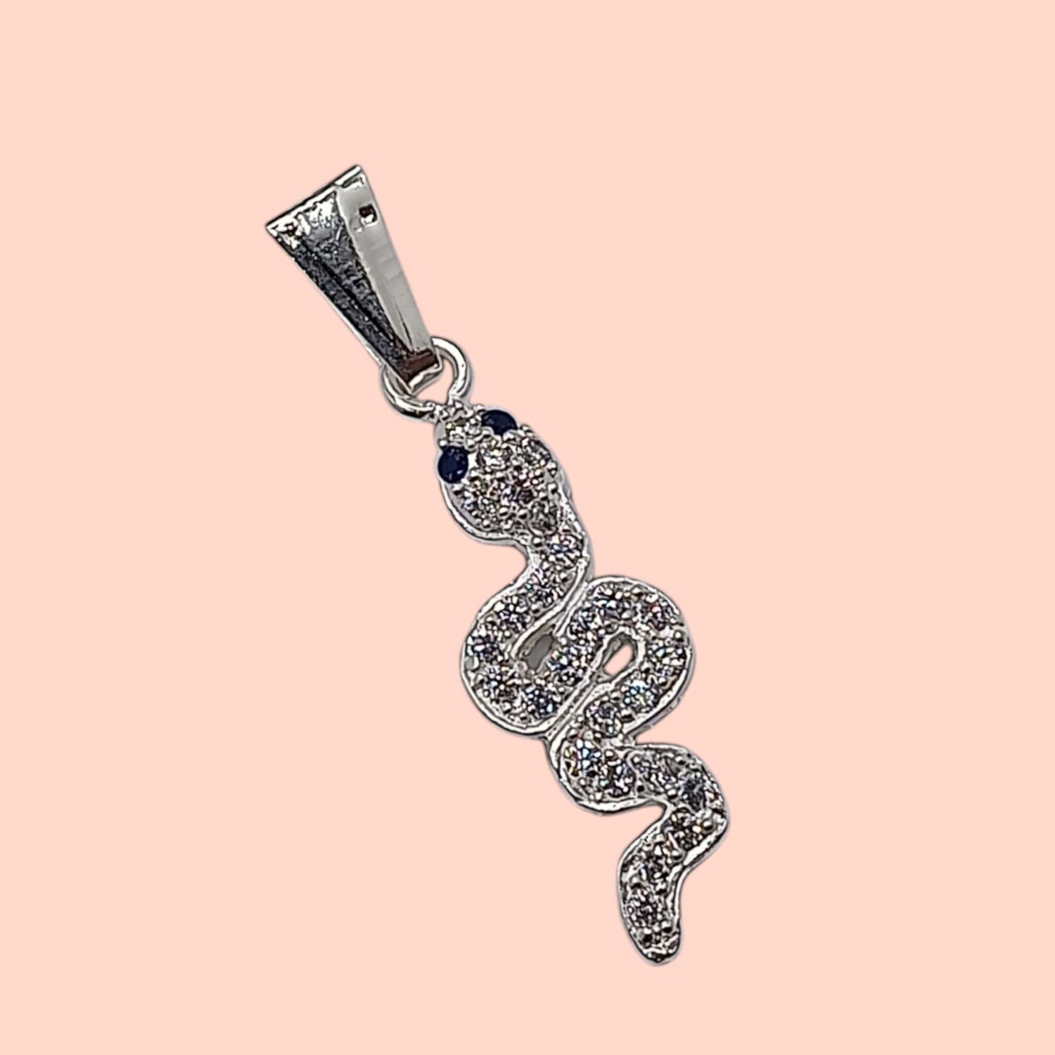 Dije vibora ojo azul navy 3 cm PLATA .925