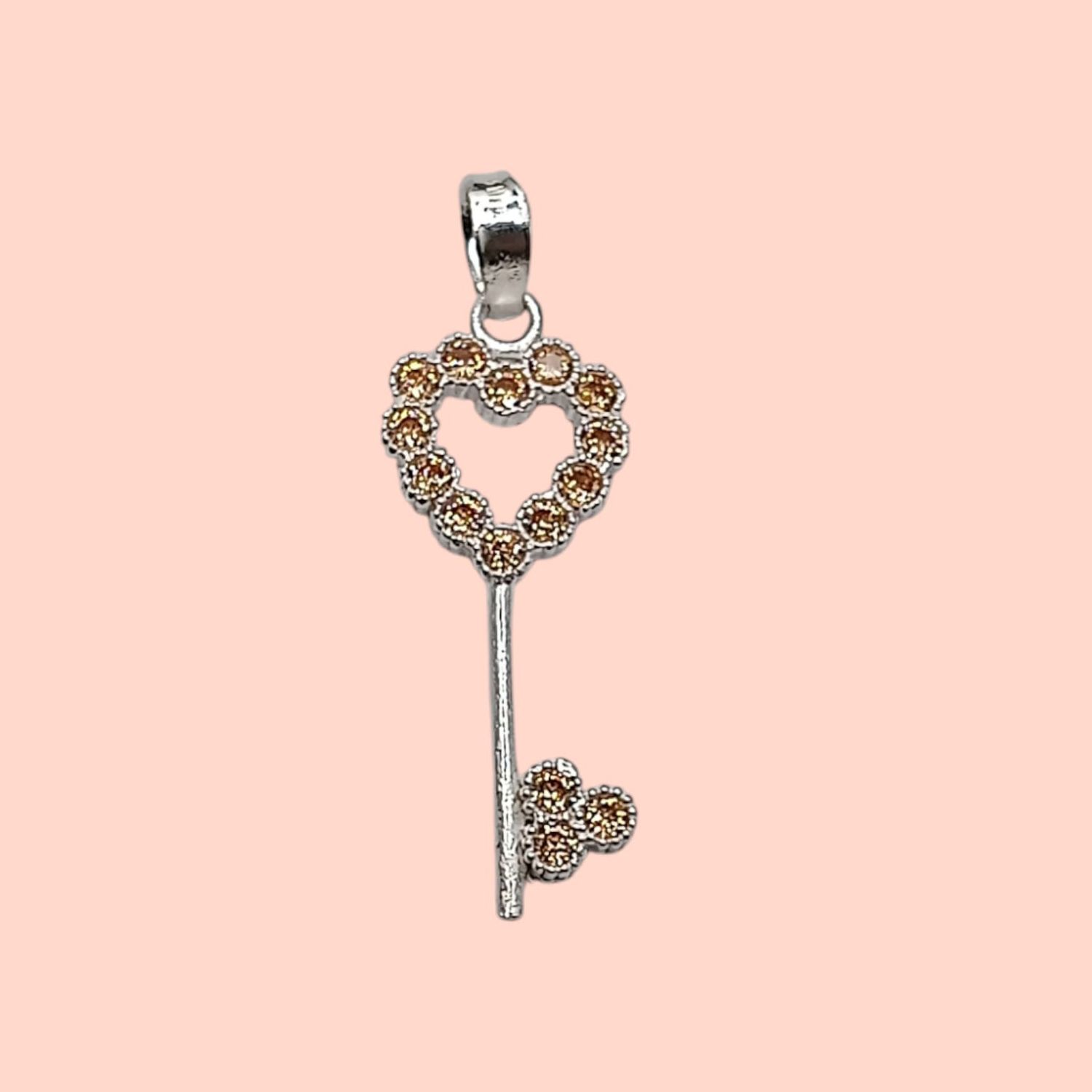 Llave Corazon Micropabe Ambar PLATA .925