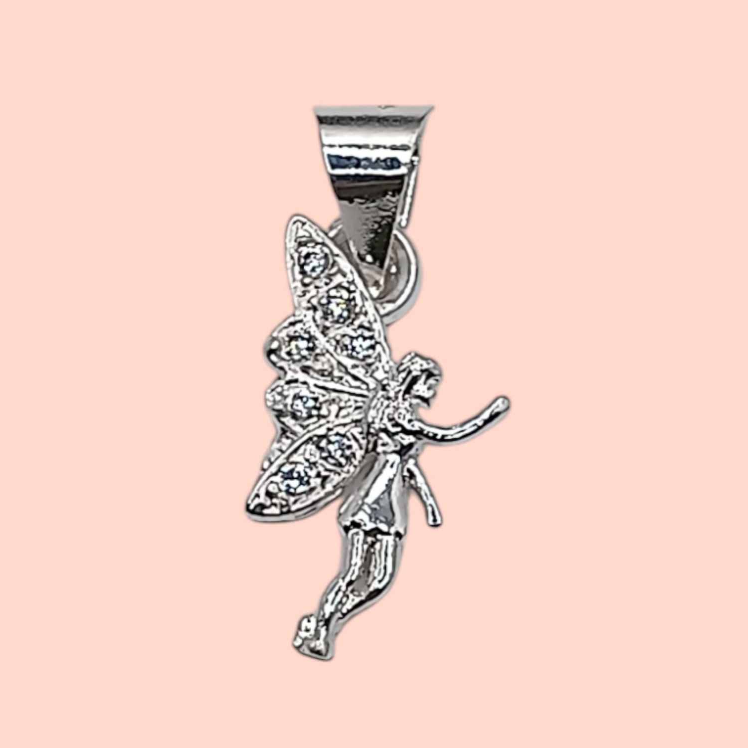Dije Hada con micropave de 2.5cm. de largo. PLATA .925