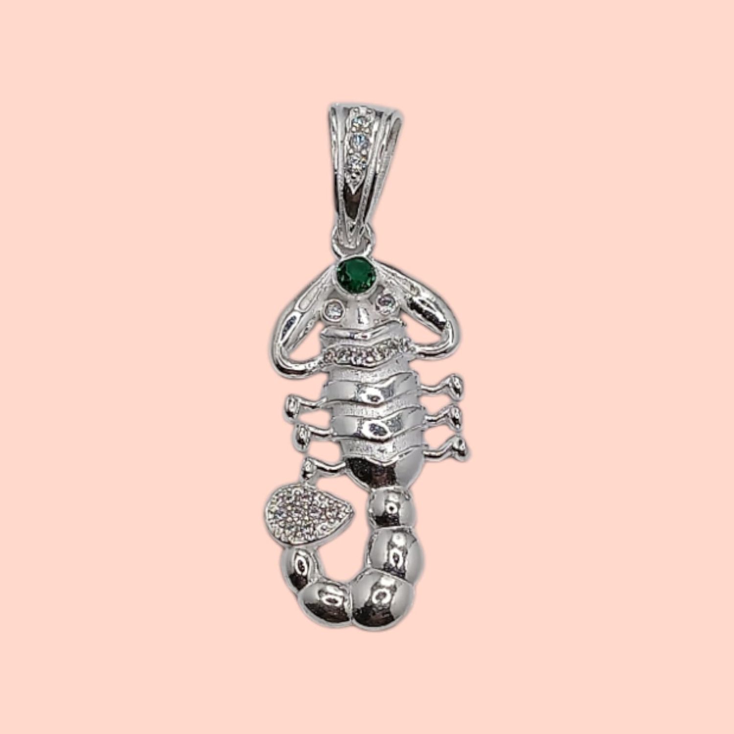 Dije Alacran. Circonia verde 5.5 cm. de largo total  PLATA .925