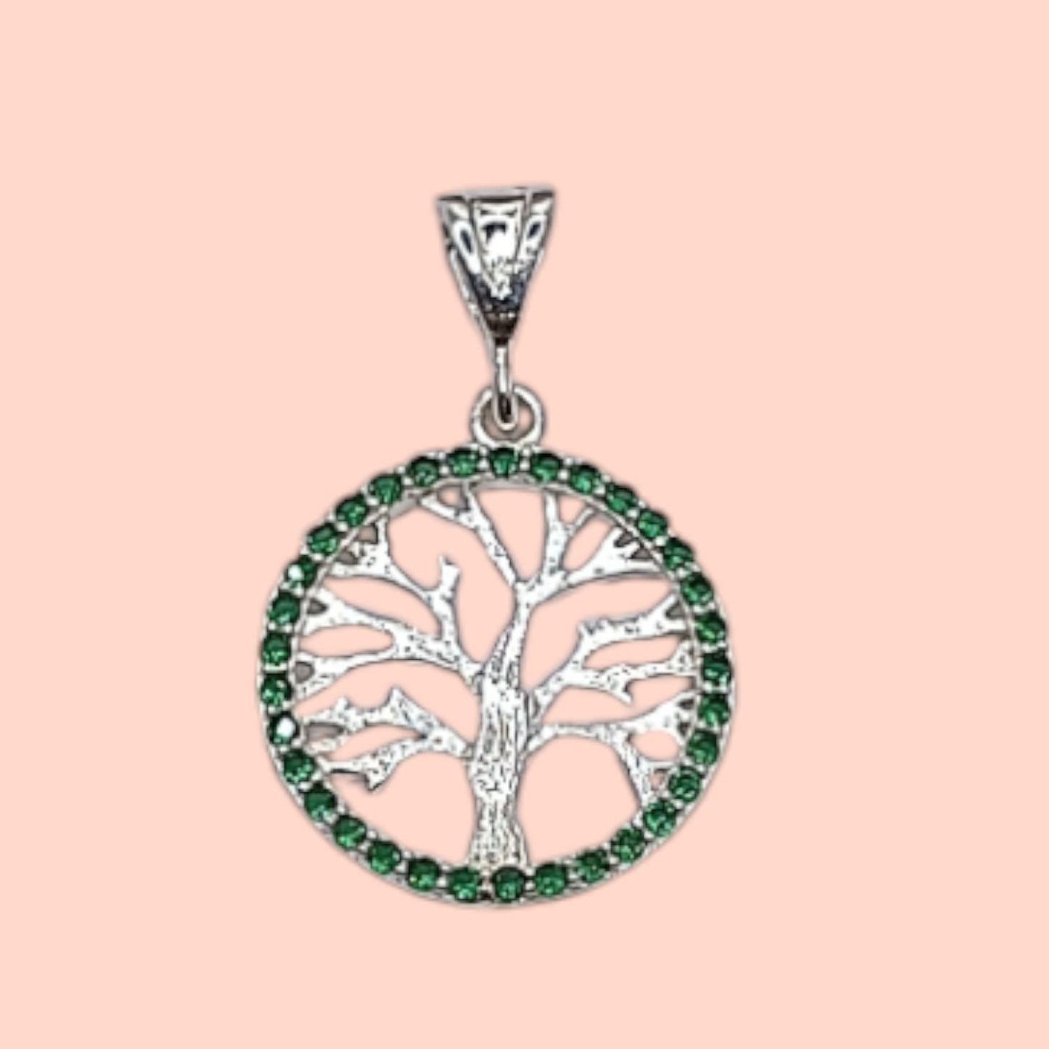 Dije Arbol de la Vida Con Cz Verdes  PLATA .925
