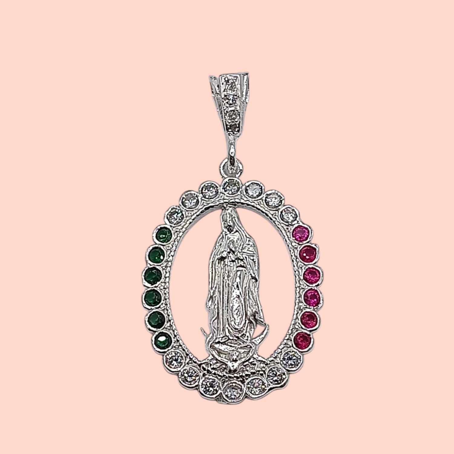 DIJE VIRGEN GPE TRICOLOR 1.5&quot; PLATA .925