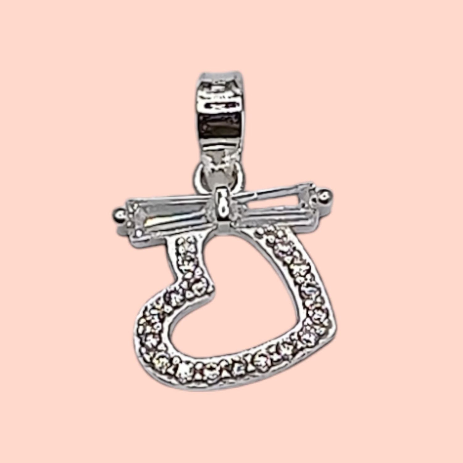 DIJE DE CORAZON CON CZ BLANCA 2CM PLATA .925