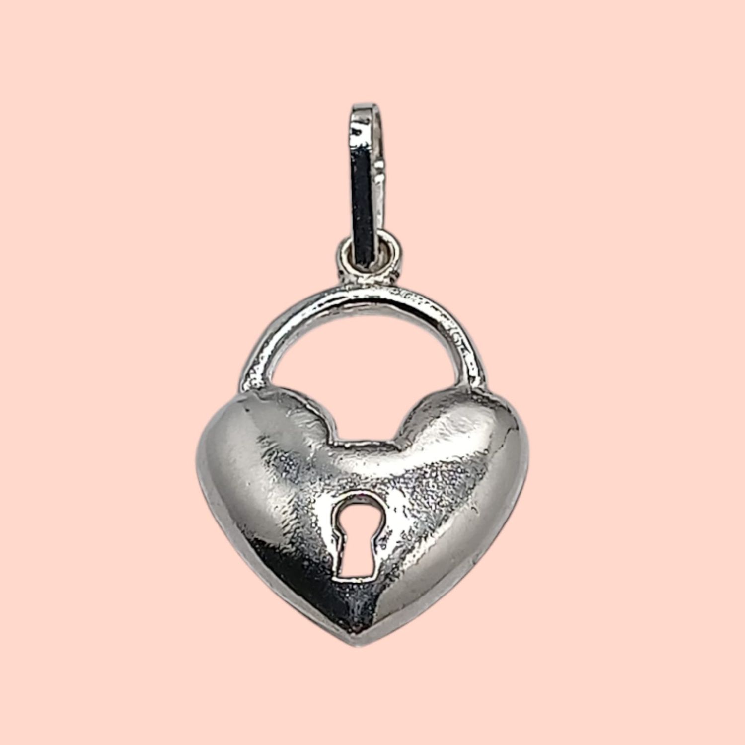 Dije candado corazón 2.5cm PLATA .925