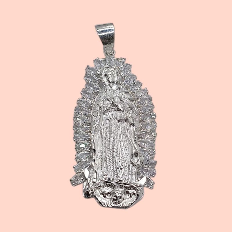 DIJE V DE GPE CON CZ BLANCA 6.5 CM LARGO PLATA .925