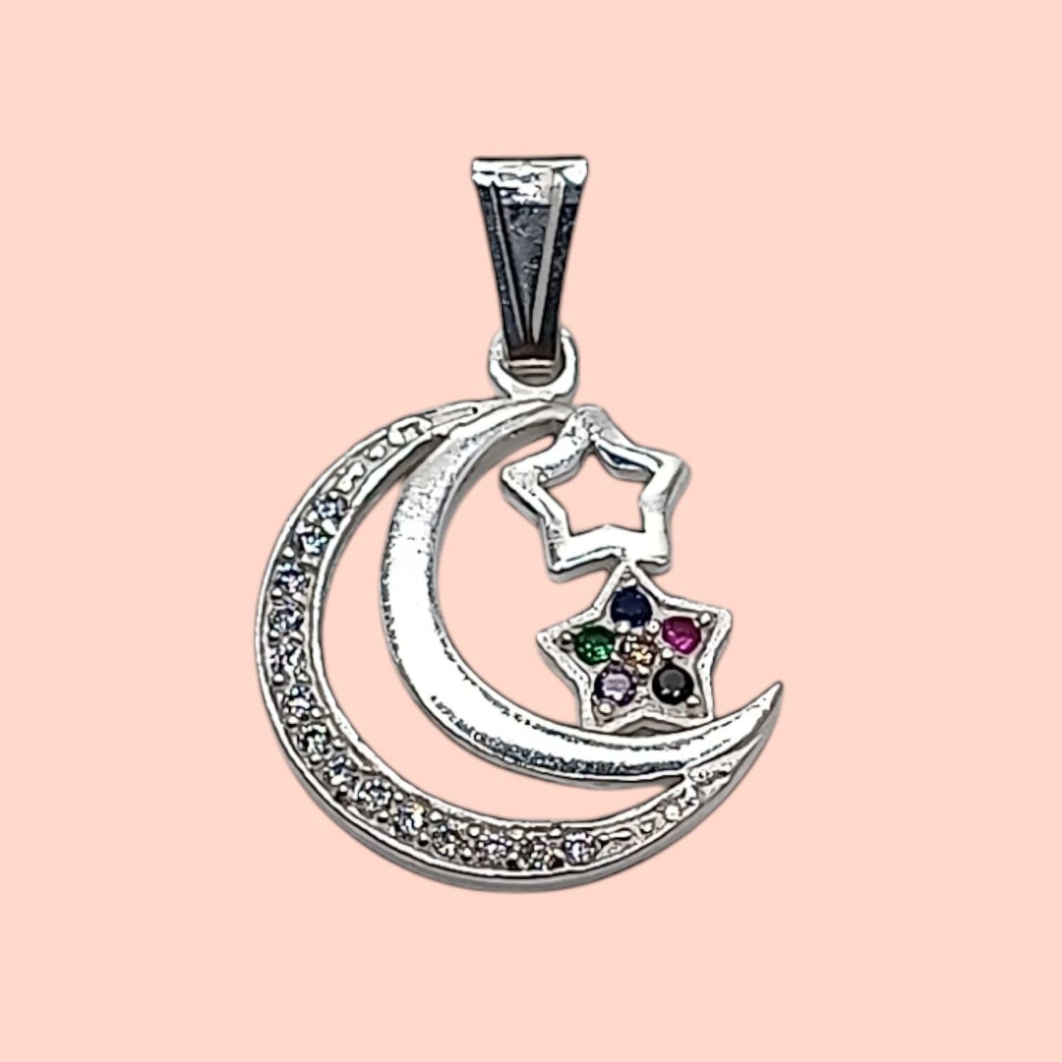 Luna estrella 3.5cm. de largo. PLATA .925