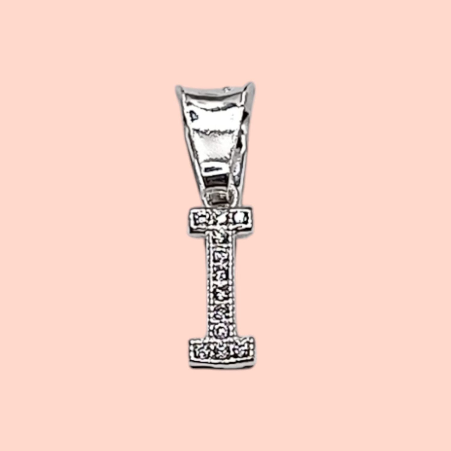 DIJE LETRA I 1 CM CON MINI CZ PLATA .925