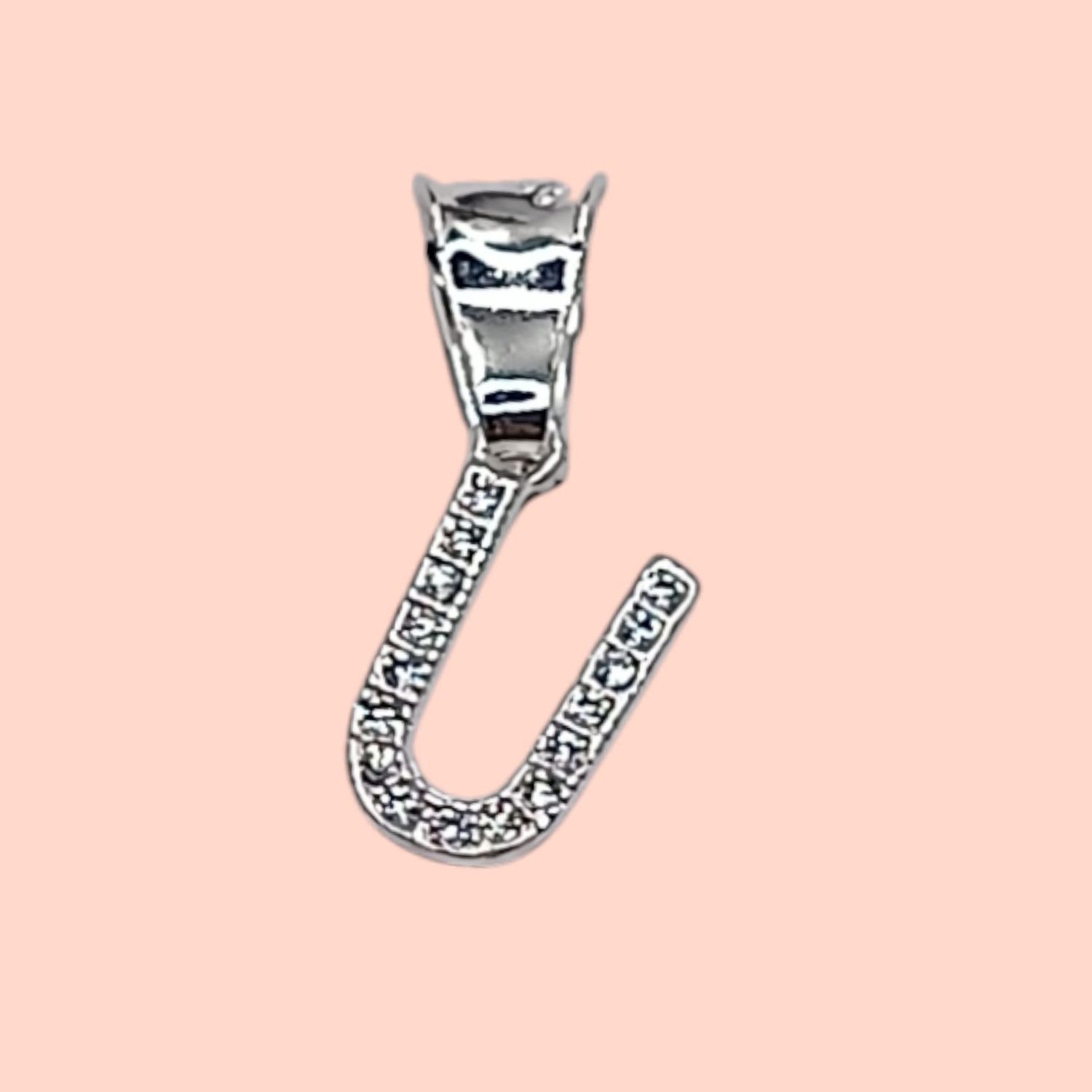 DIJE LETRA U CON MINI CZ 1CM PLATA .925