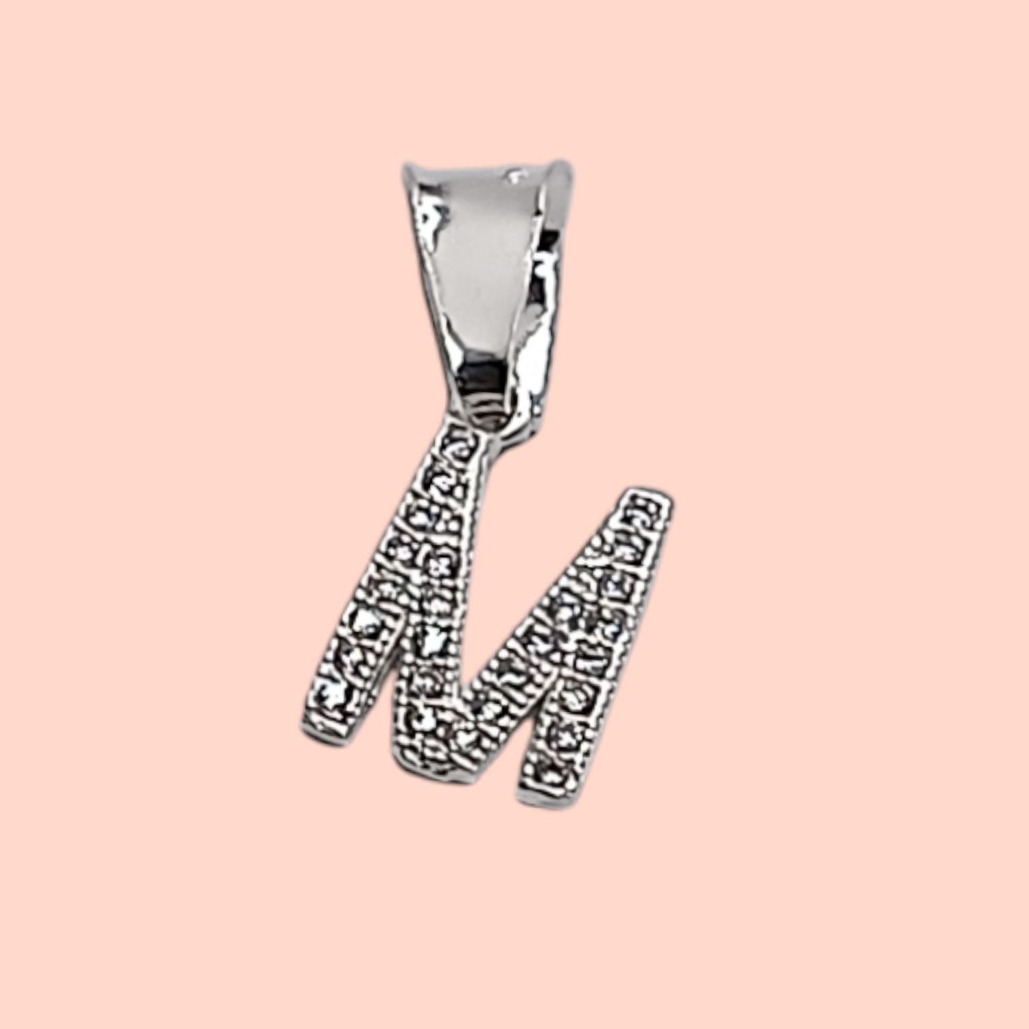 DIJE LETRA M 1 CM CON MINI CZ PLATA .925