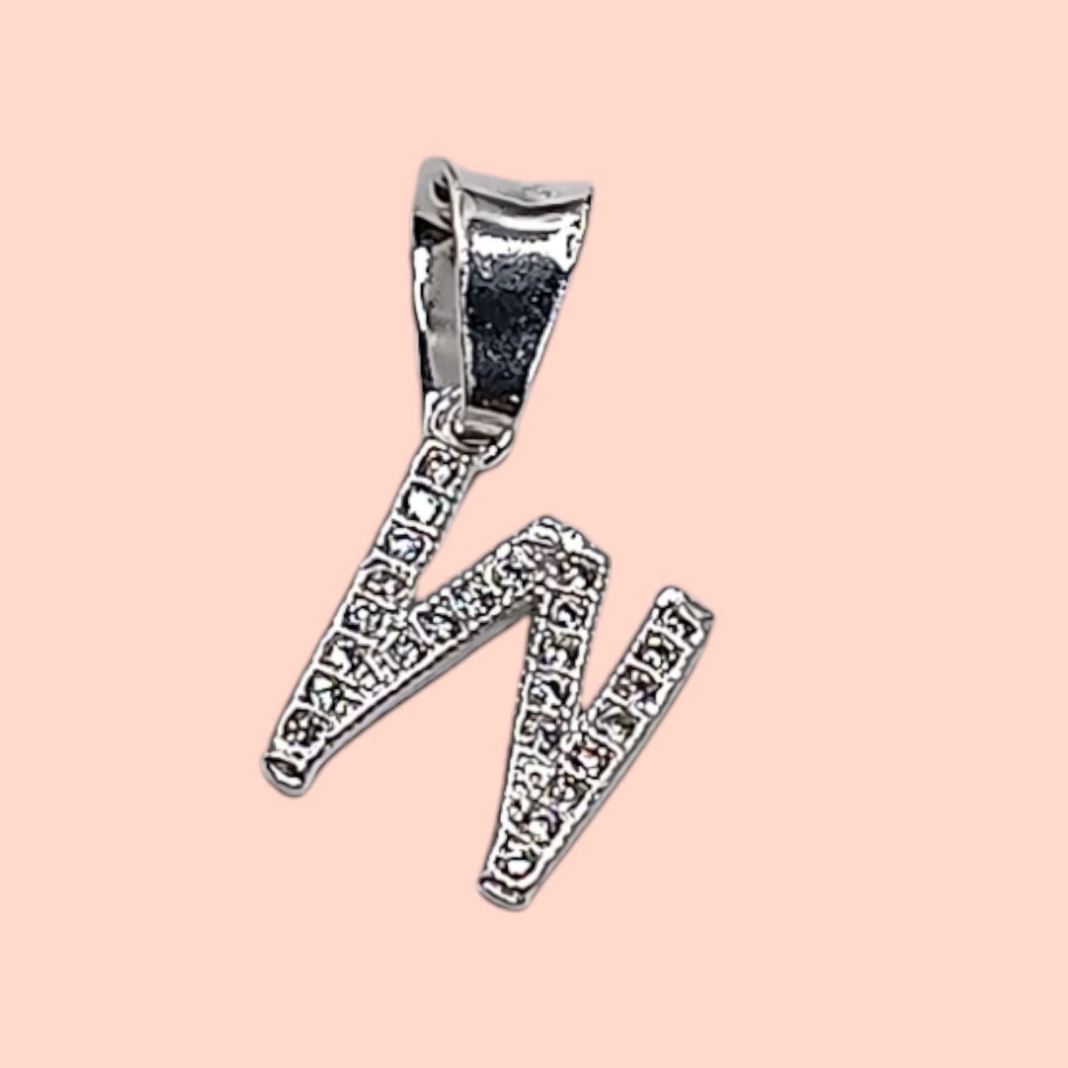 DIJE LETRA W 1CM CON MINI CZ PLATA .925
