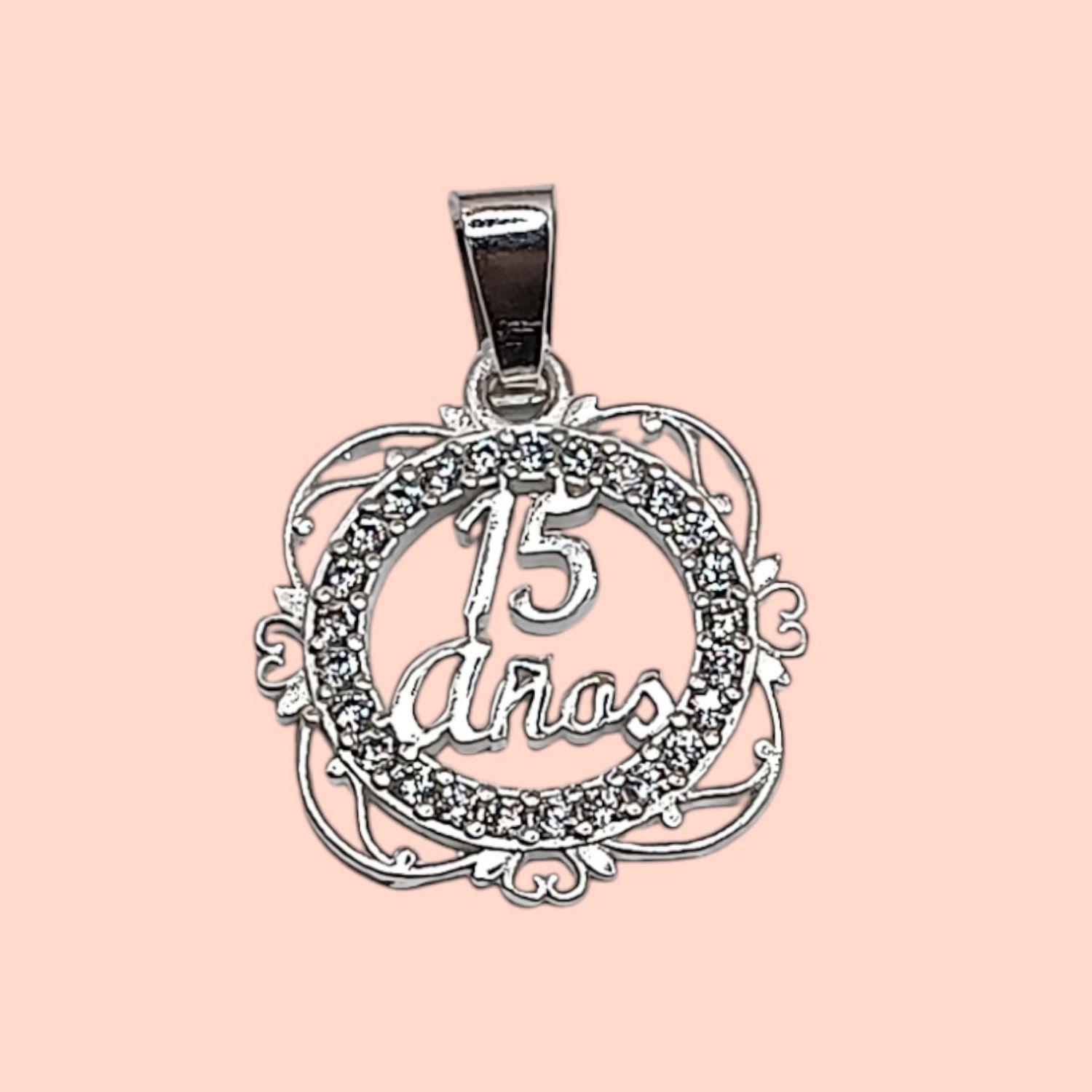 DIJE XV AÑOS  CZ 2 CM PLATA .925