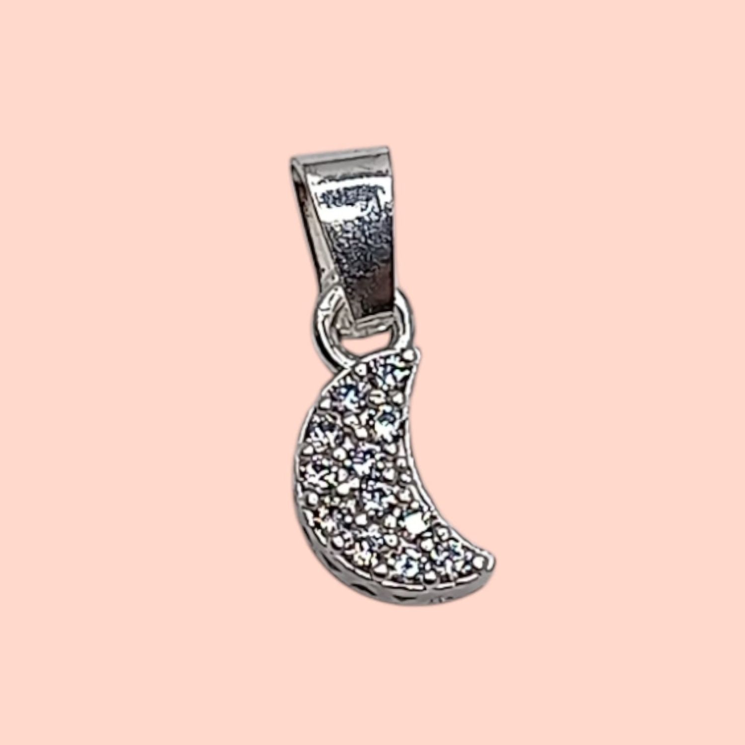 Dije Media Luna con cz  mide 1.cm PLATA .925