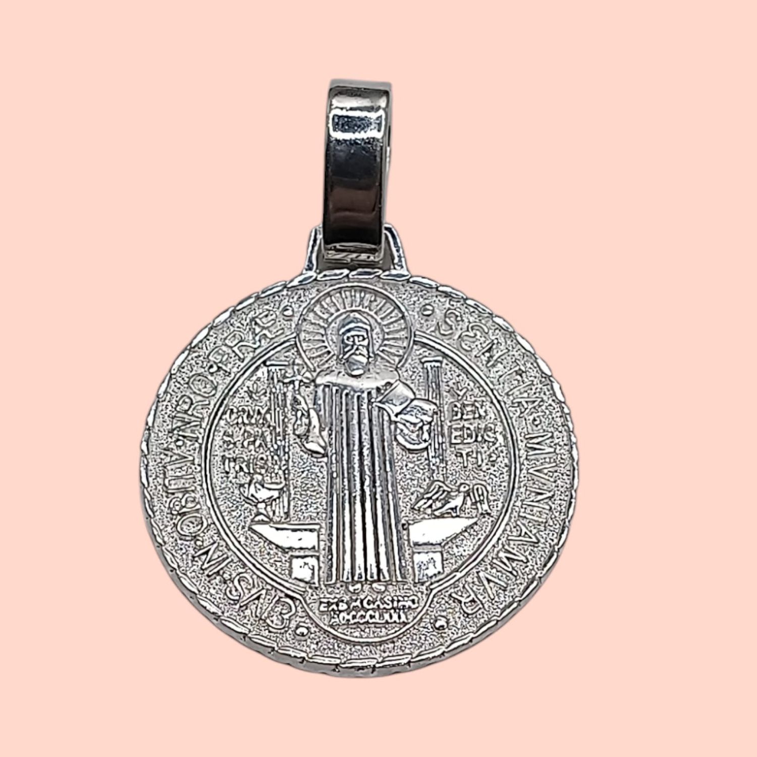 MEDALLA SAN BENITO 4 CM PLATA .925