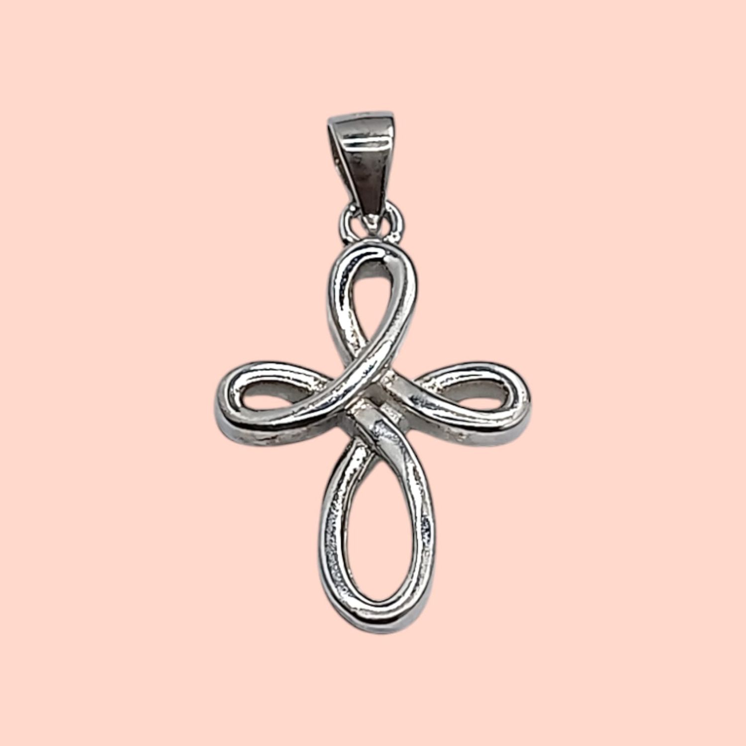Dije Cruz torcida con zirconia PLATA .925