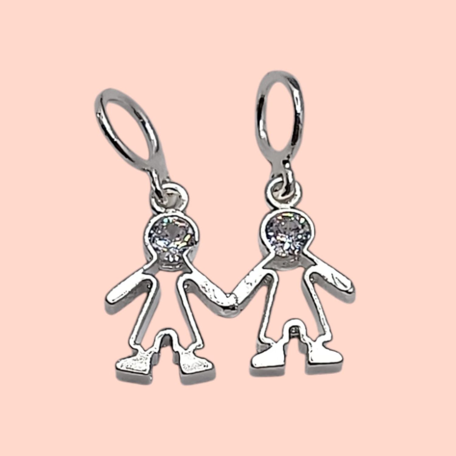 DIJE 2  NIÑOS 2CM PLATA .925