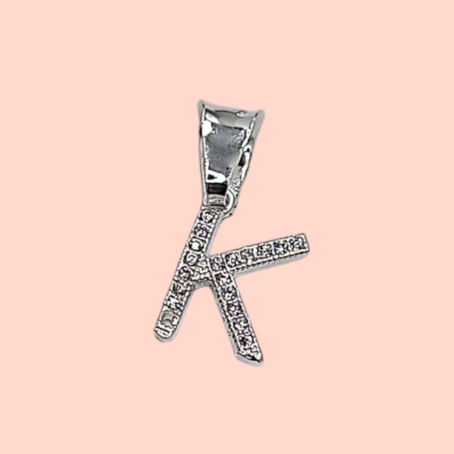 DIJE LETRA K 1 CM CON MINI CZ PLATA .925