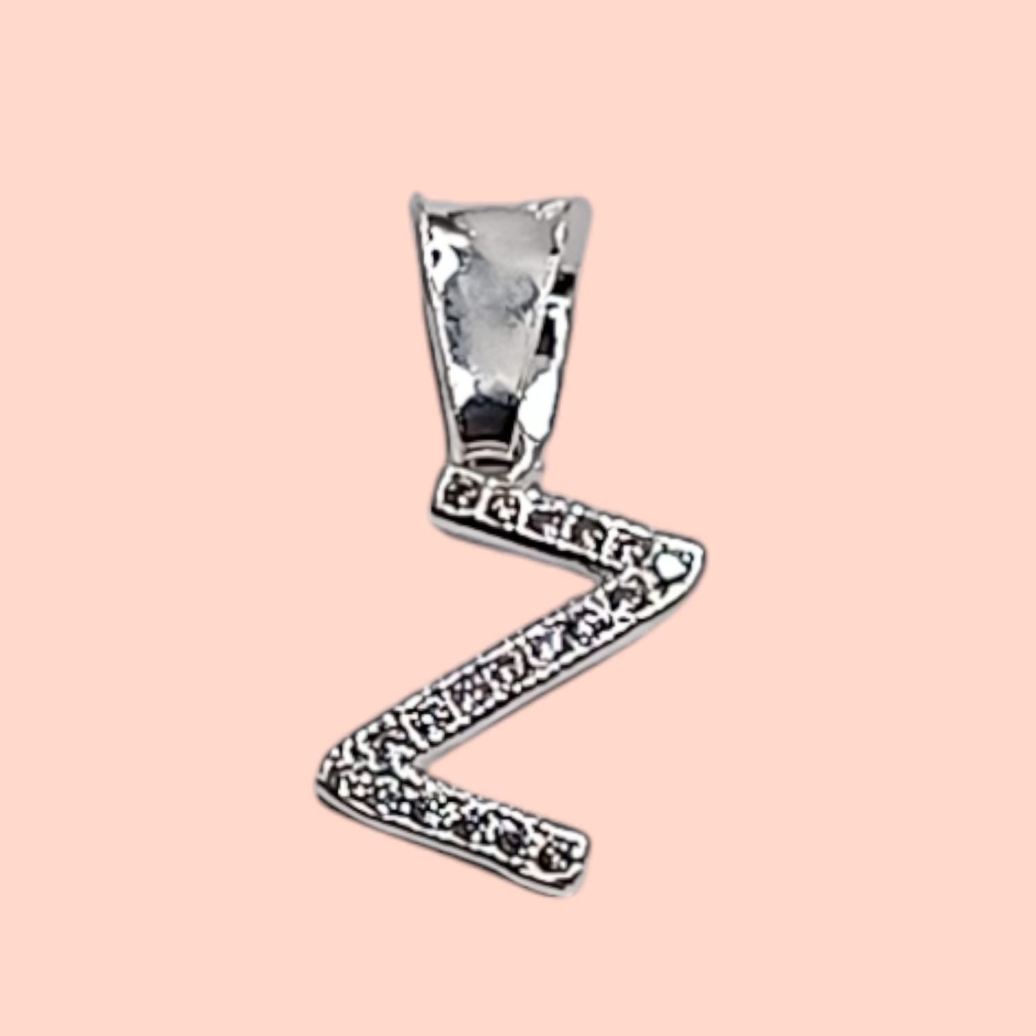 DIJE LETRA  Z 1 CM CON MINI CZ PLATA .925