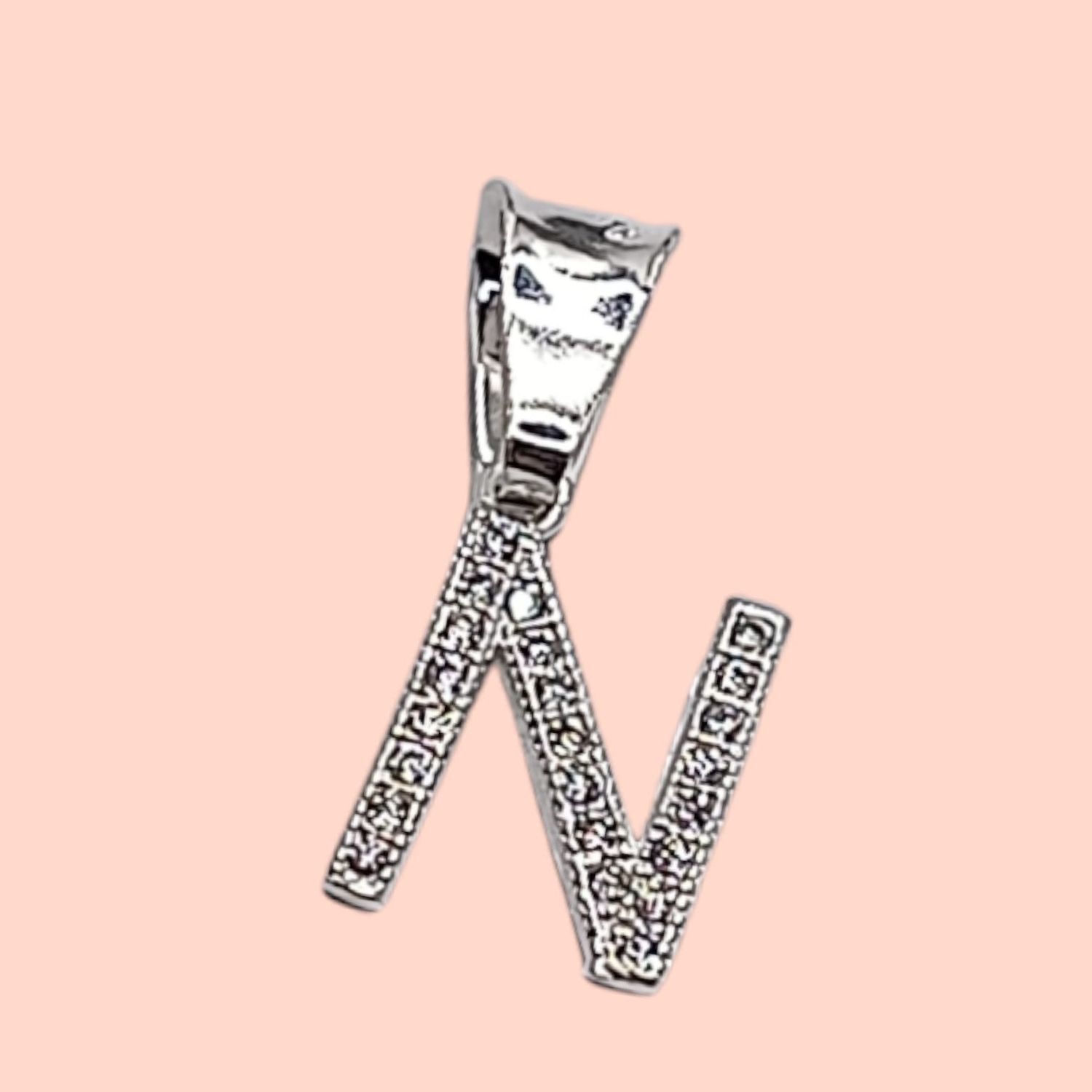 DIJE LETRA N 1 CM CON MINI CZ PLATA .925