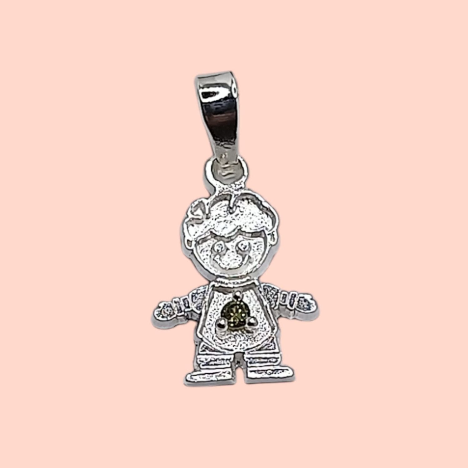 Dije Niño mes Agosto. 1.8cm. de largo. PLATA .925