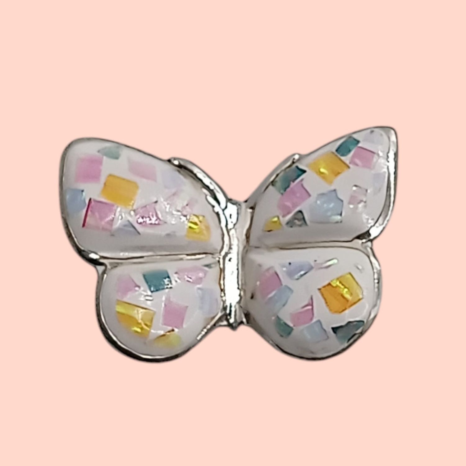 DIJE MARIPOSA ESMALTADA ANCHO 3 CM PLATA .925