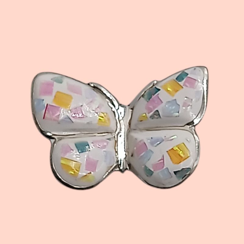 DIJE MARIPOSA ESMALTADA ANCHO 3 CM PLATA .925