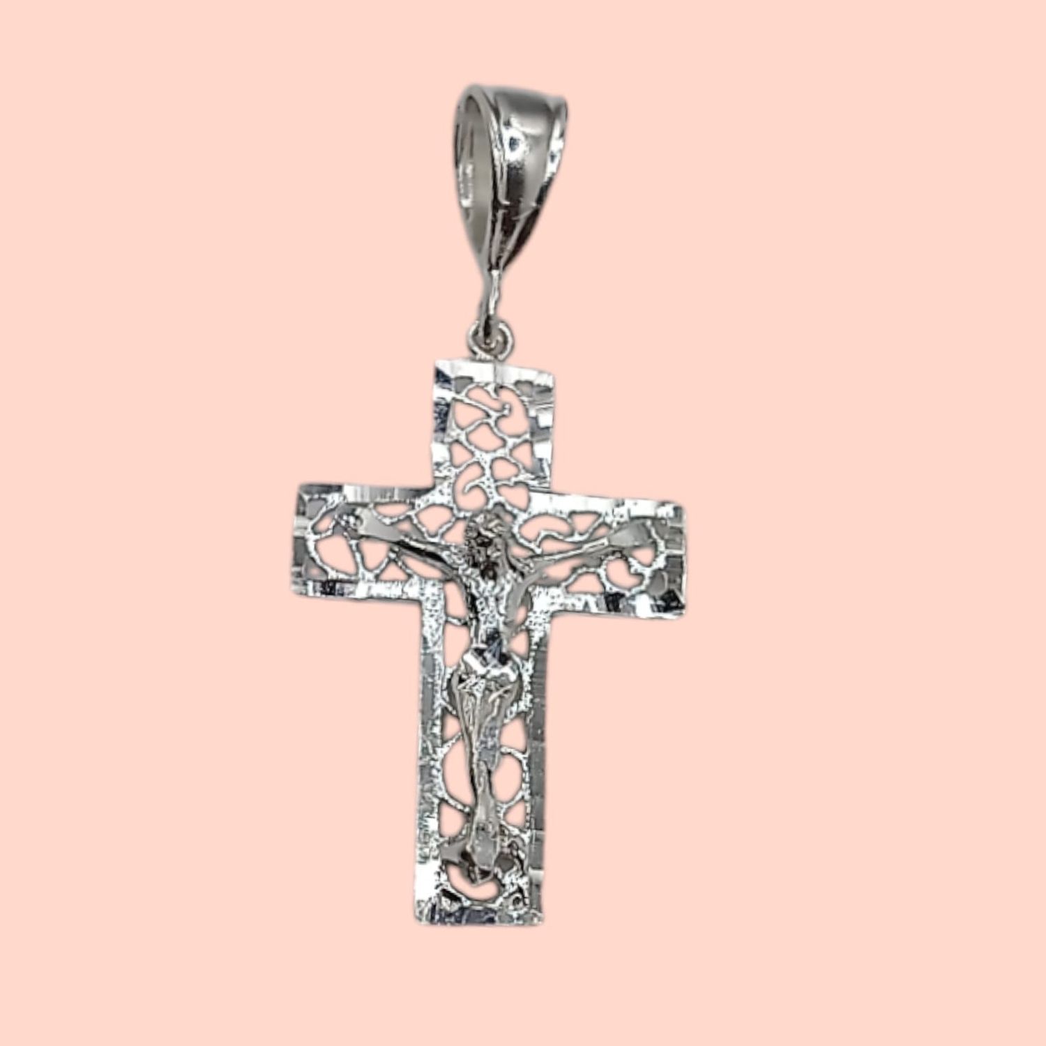 DIJE CRUZ CON CRISTO 4 CM PLATA .925