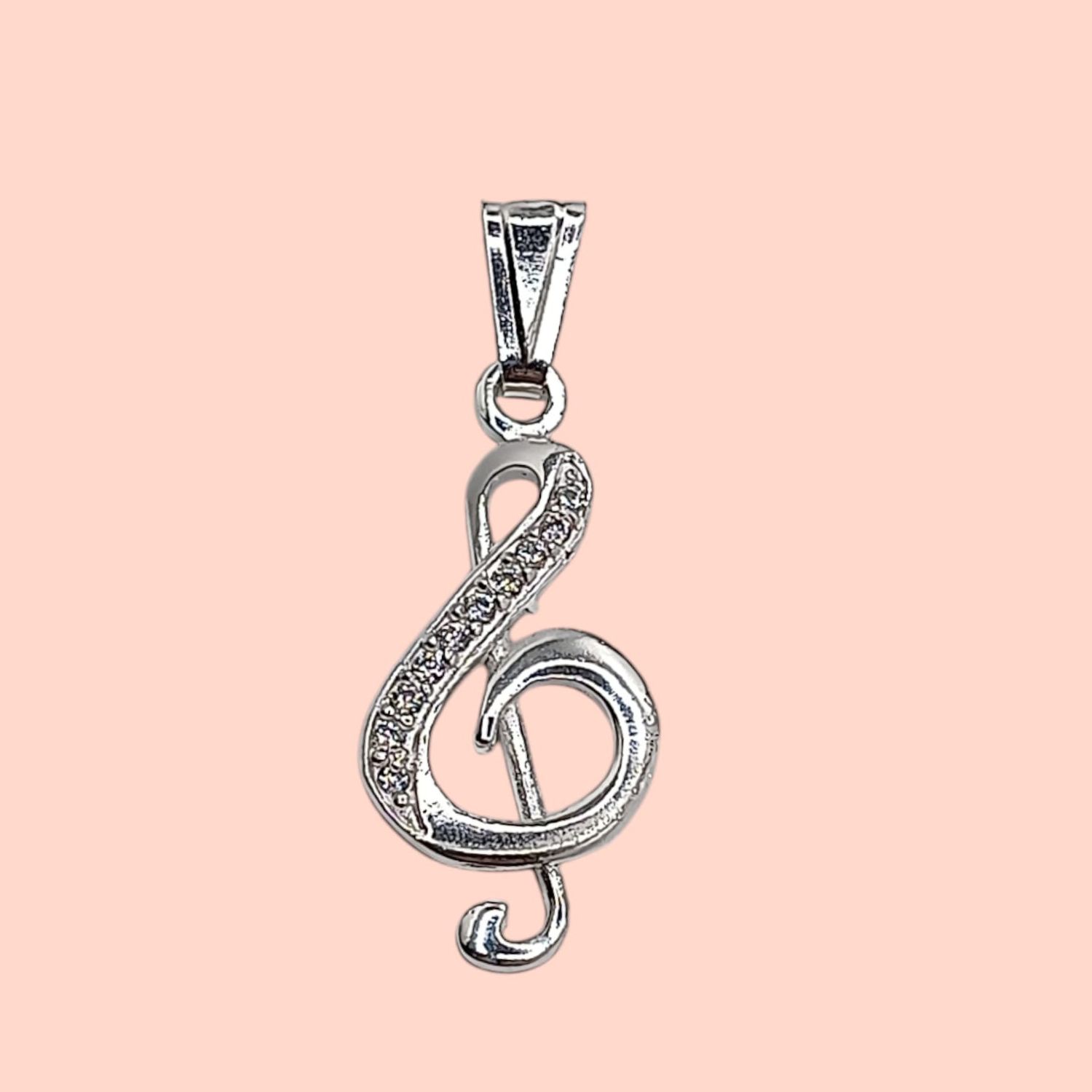 DIJE DE NOTA MUSICAL CON CZ PLATA .925