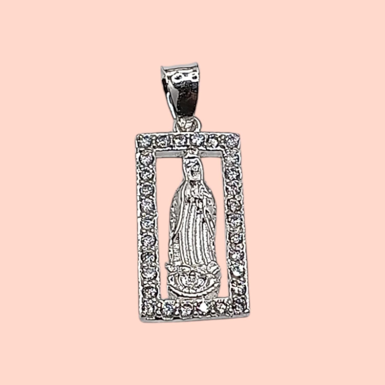 DIJE VIRGEN CON  CZ PLATA .925