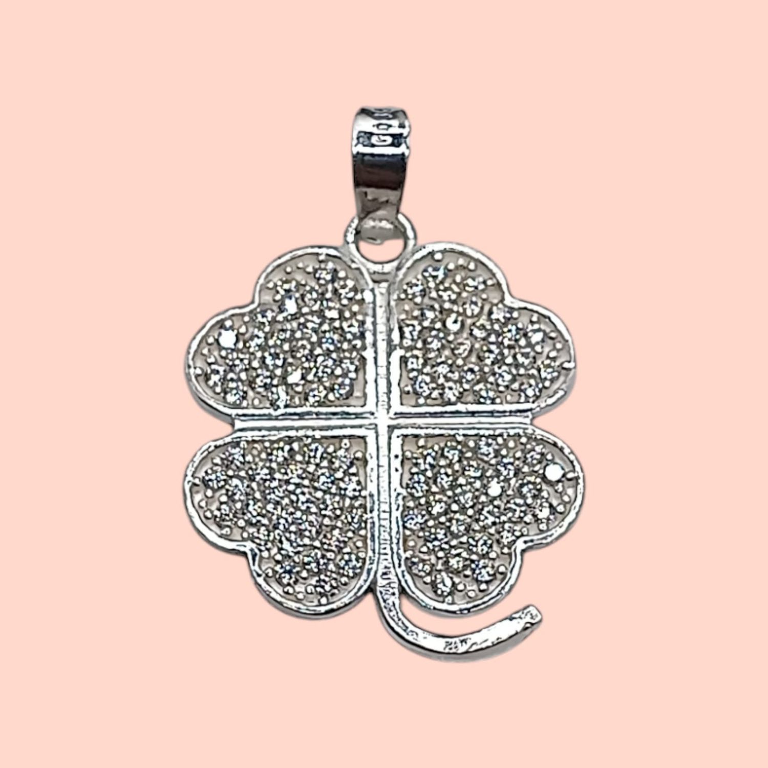 DIJE DE TREBOL CON CZ 2.5CM PLATA .925