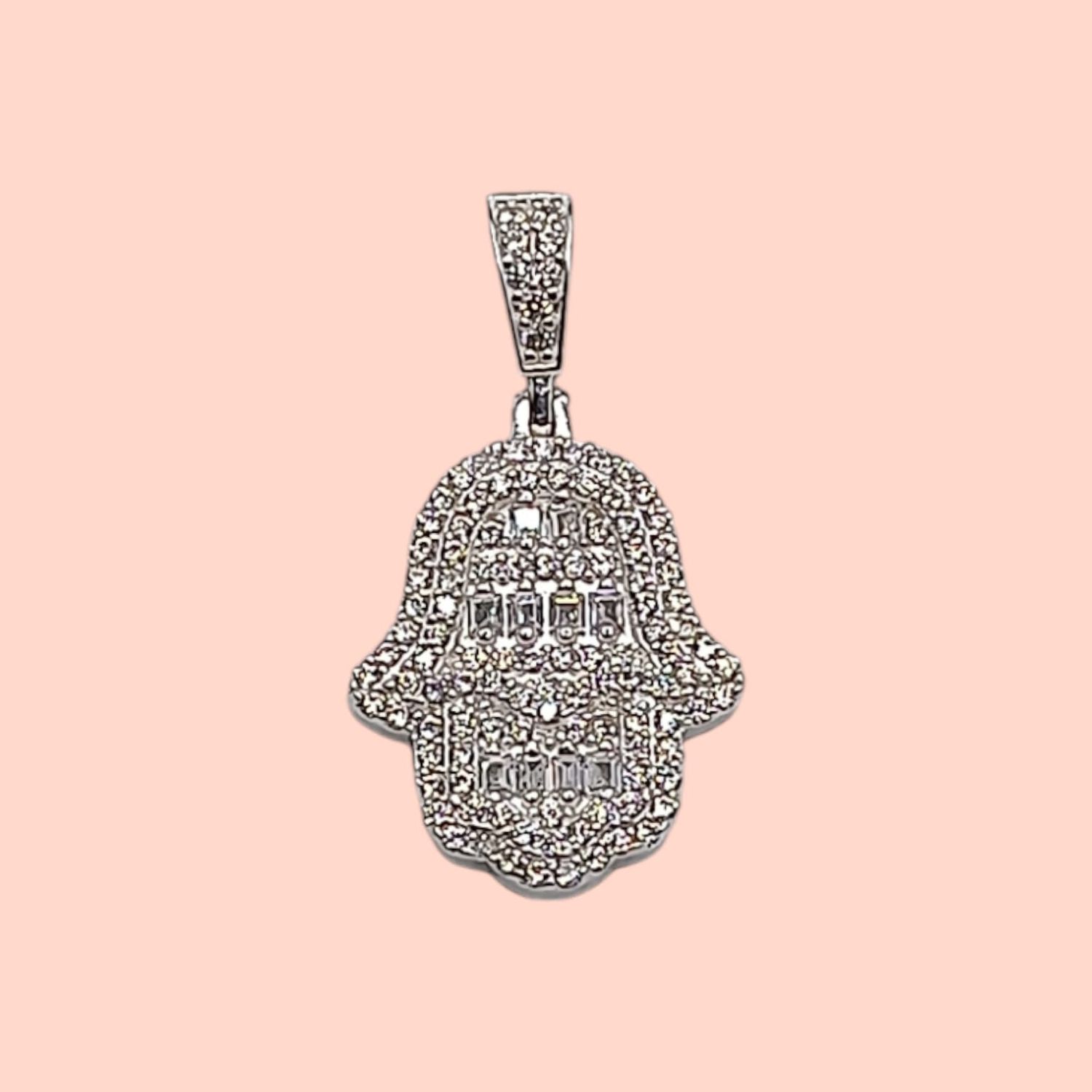 DIJE MANO DE FATIMA MICROPAVE  PLATA .925