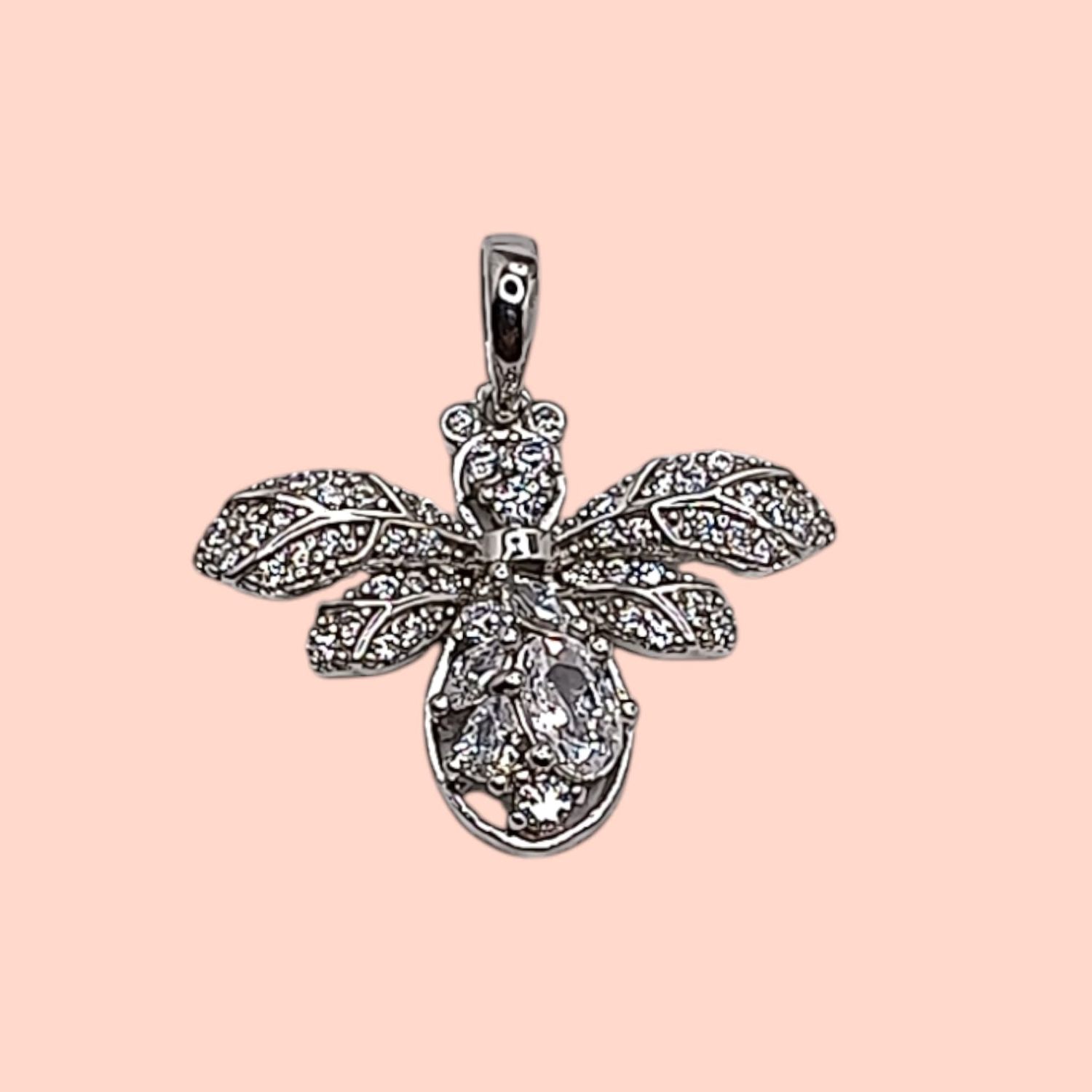 DIJE ABEJA CON CZ 2 CM LARGO TOTAL PLATA .925