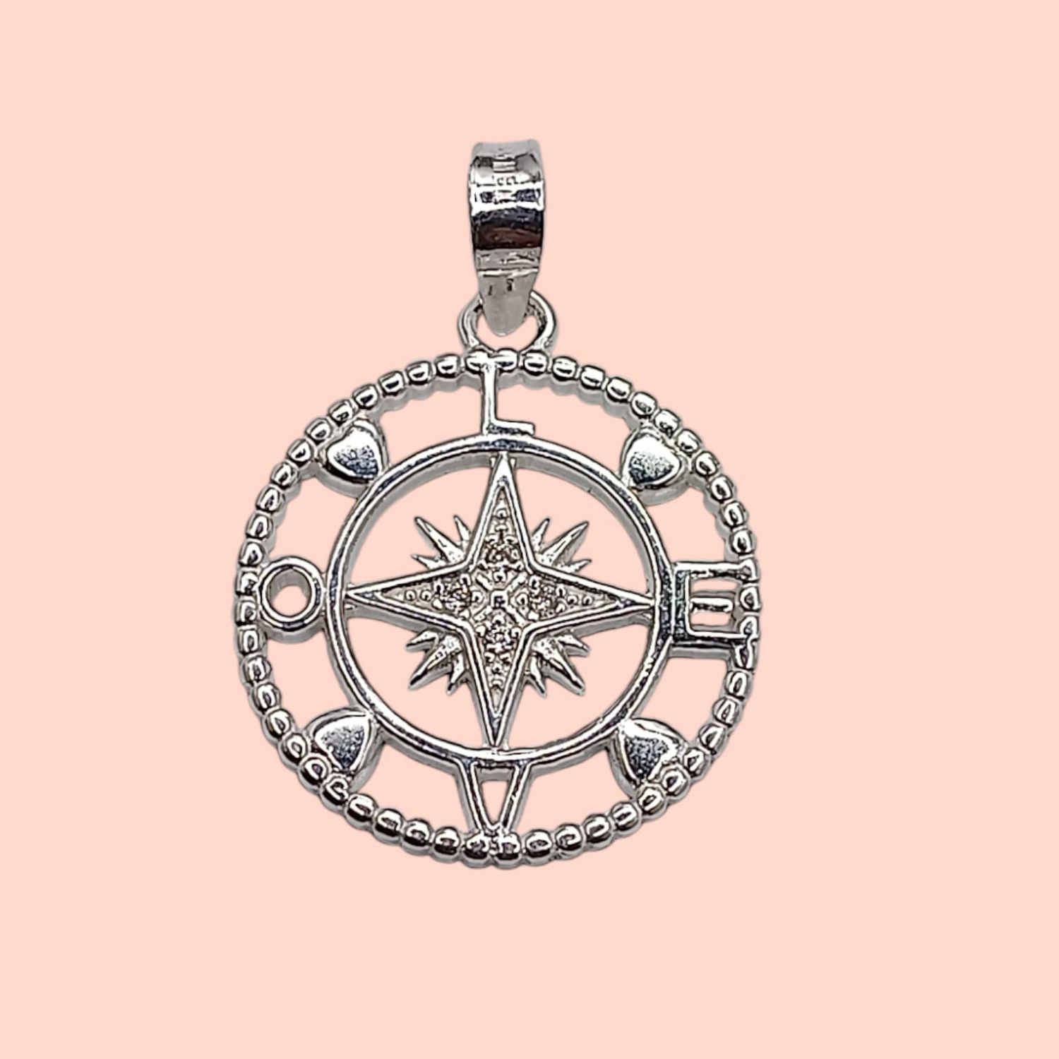 DIJE DE BRUJULA 2.5 CM PLATA .925