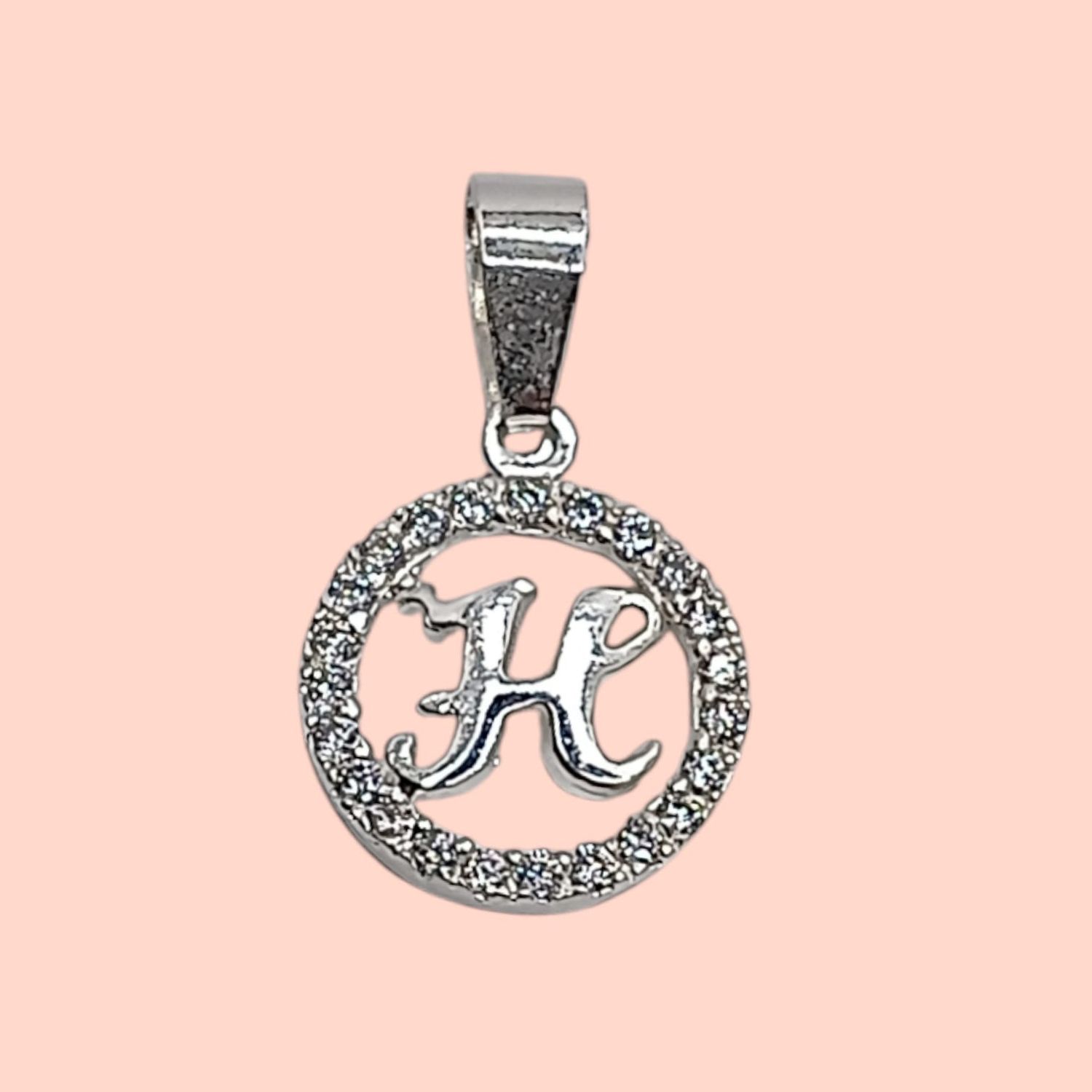 LETRA H CON CZ 1.5 CM PLATA .925