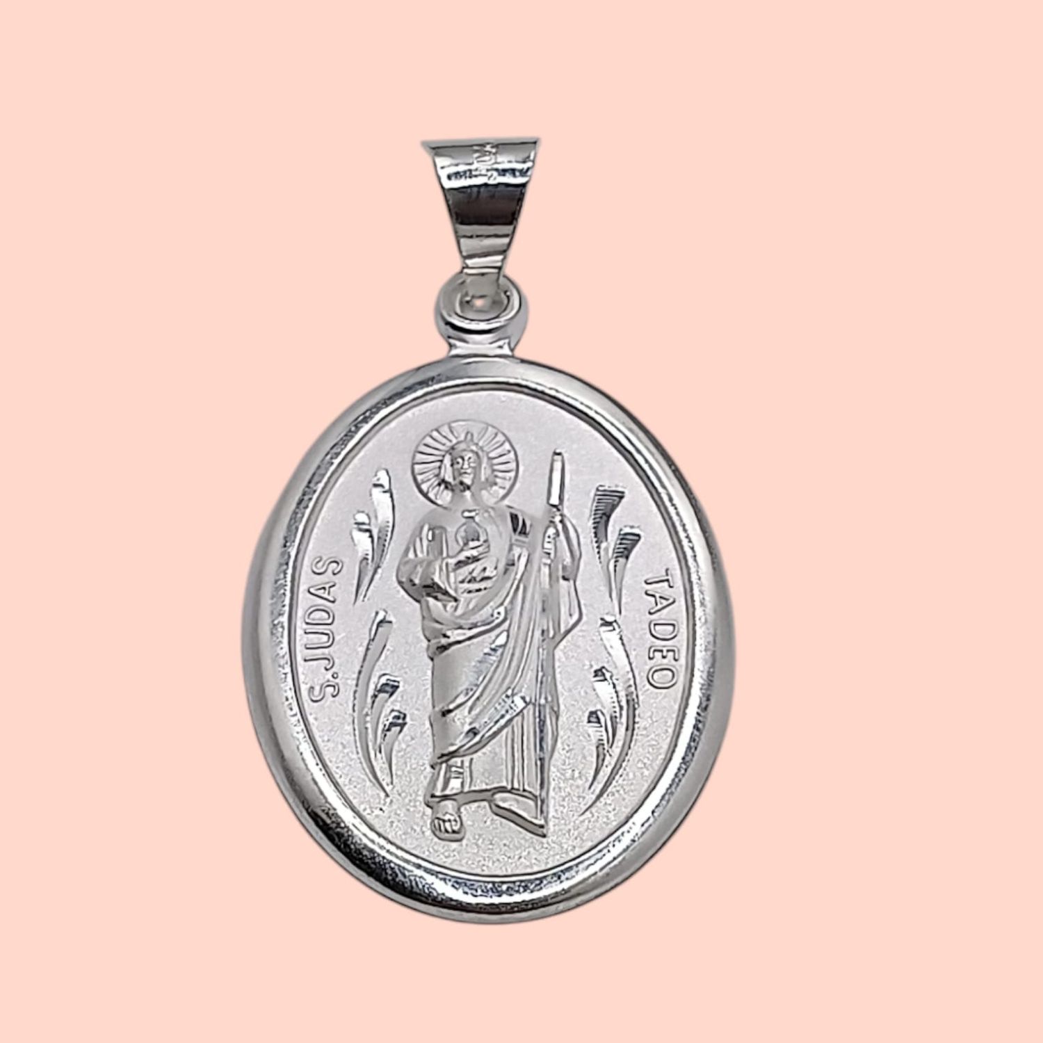 MEDALLA SAN JUDAS OVALADA 4 CM PLATA .925
