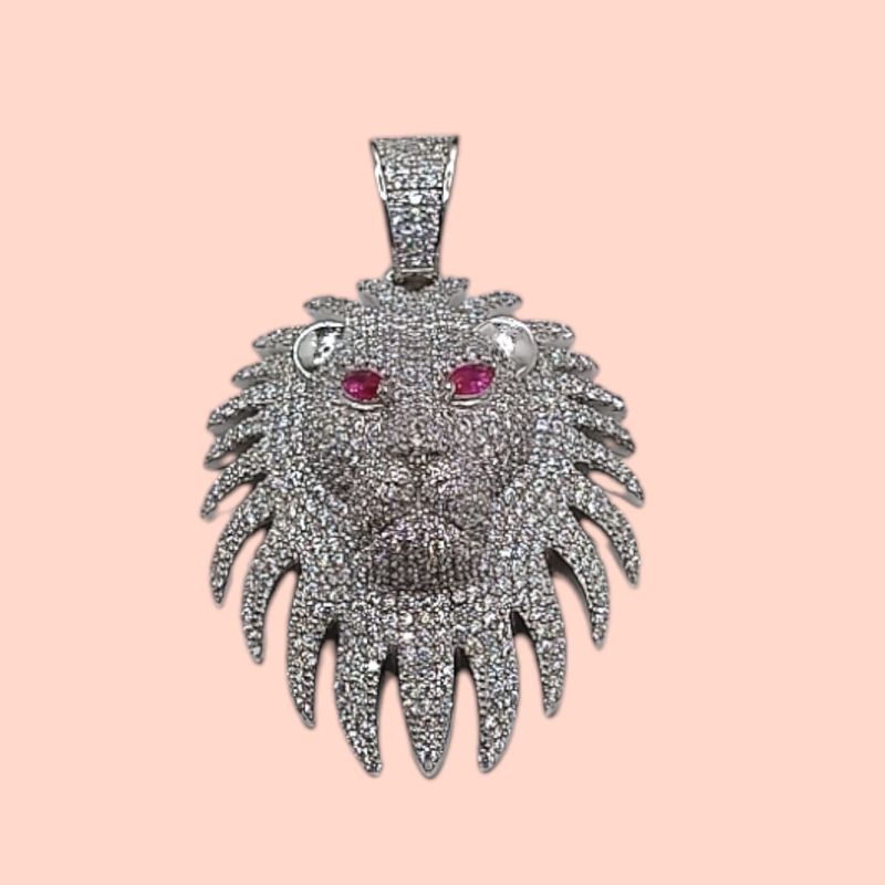 DIJE GDE CABEZA DE LEON  4.5 CM PLATA .925