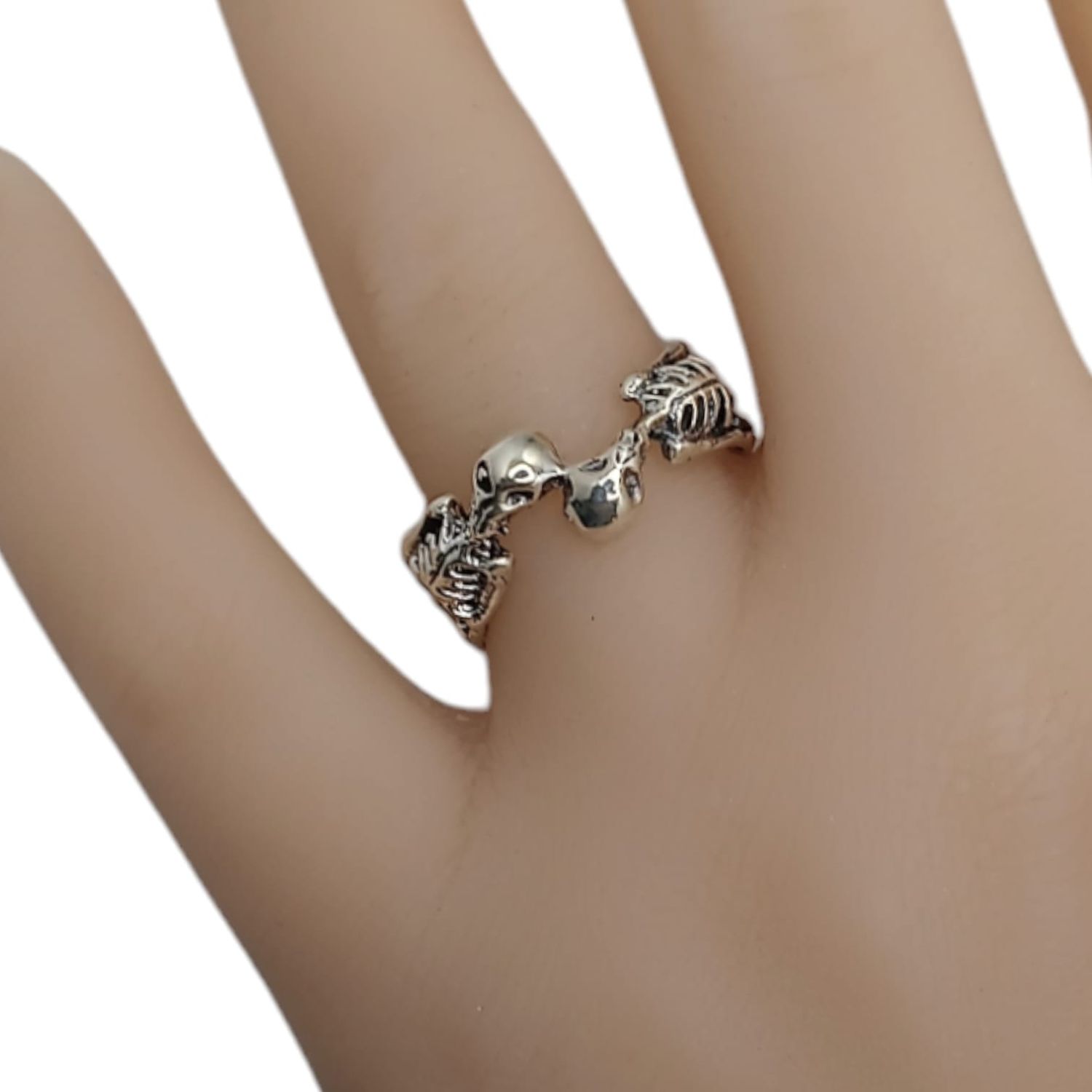 ANILLO CABALLERO ESQUELETO DOBLE, VARIAS MEDIDAS ACABADO OXY  . PLATA  .925