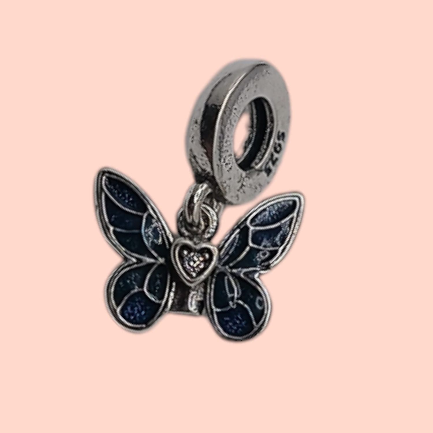 DIJES PARA PULSERA  MARIPOSA AZUL PLATA .925