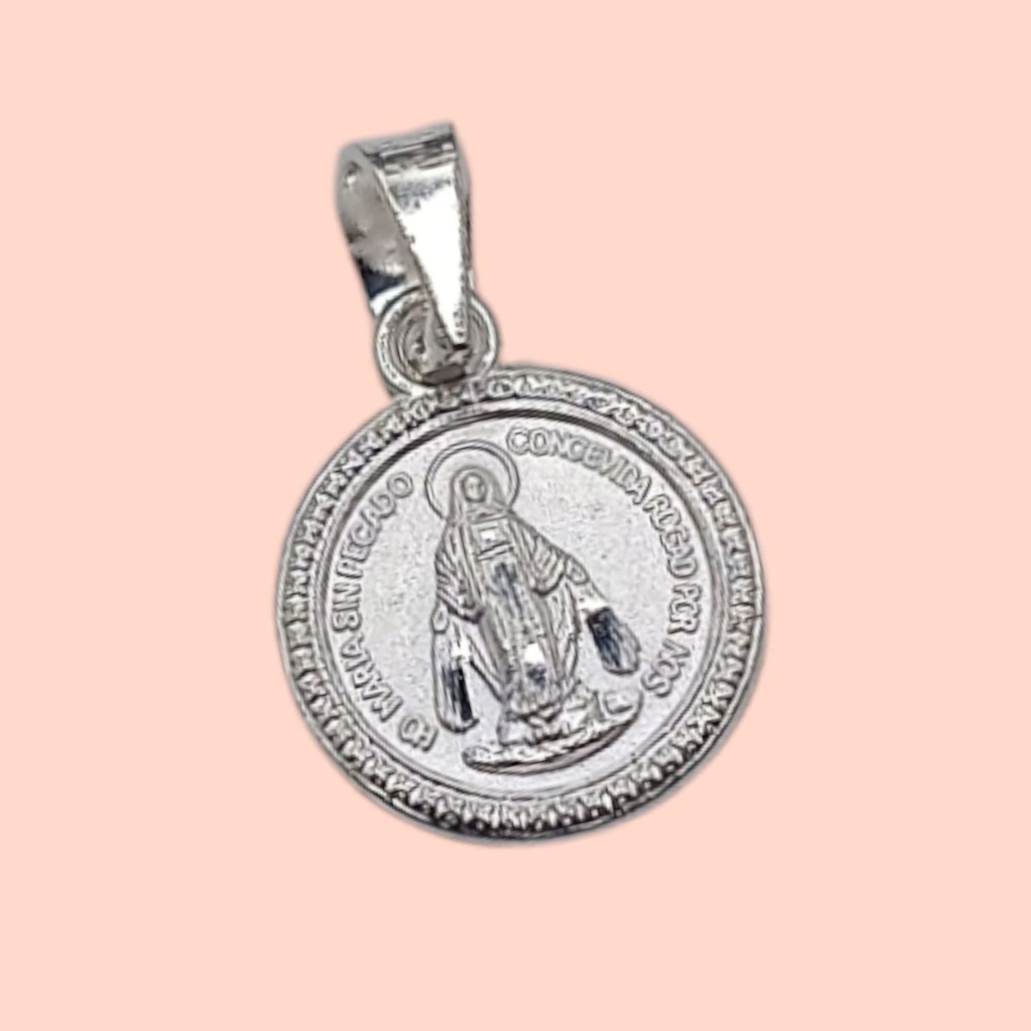 DIJE  VIRGEN MILAGROSA  1.8 CM LARGO TOTAL PLATA .925