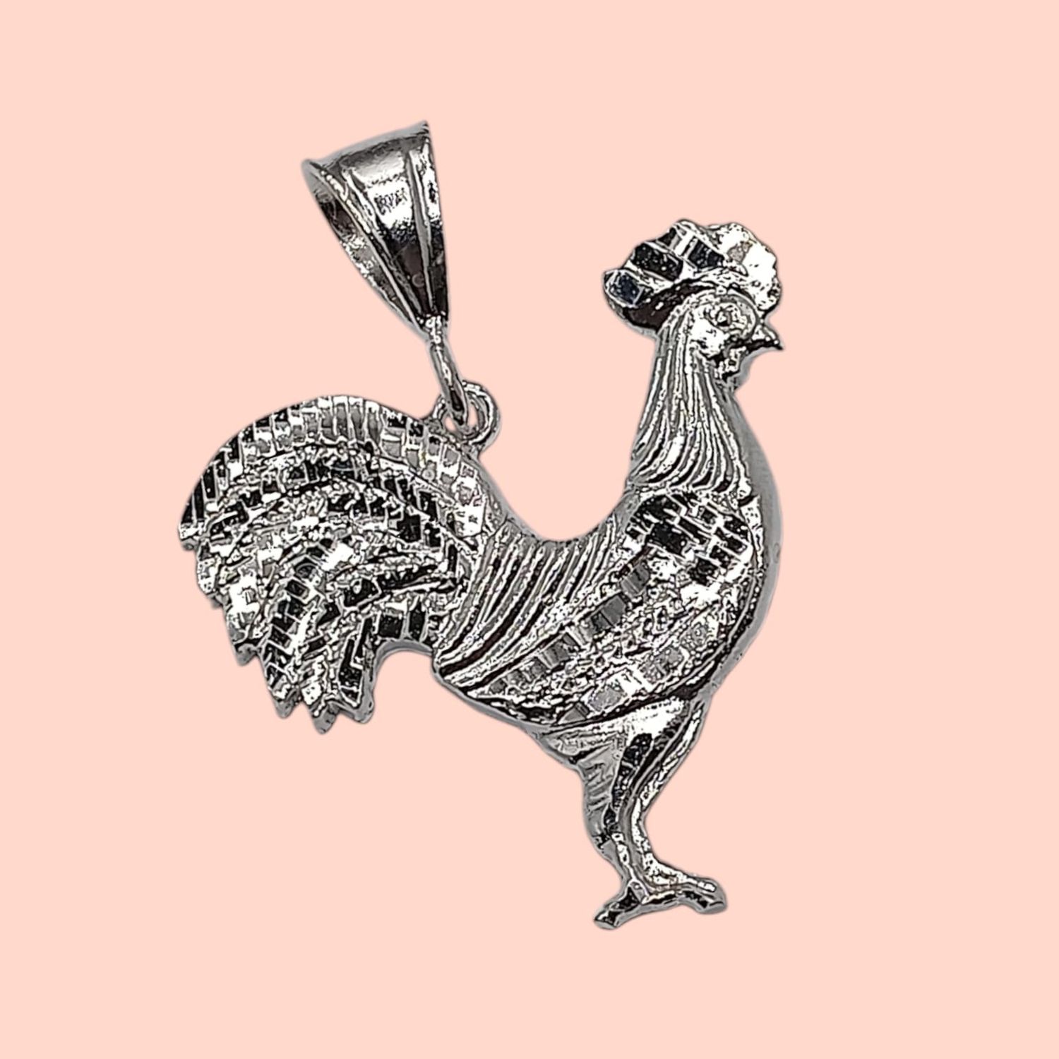 DIJE GALLO 5 CM PLATA .925