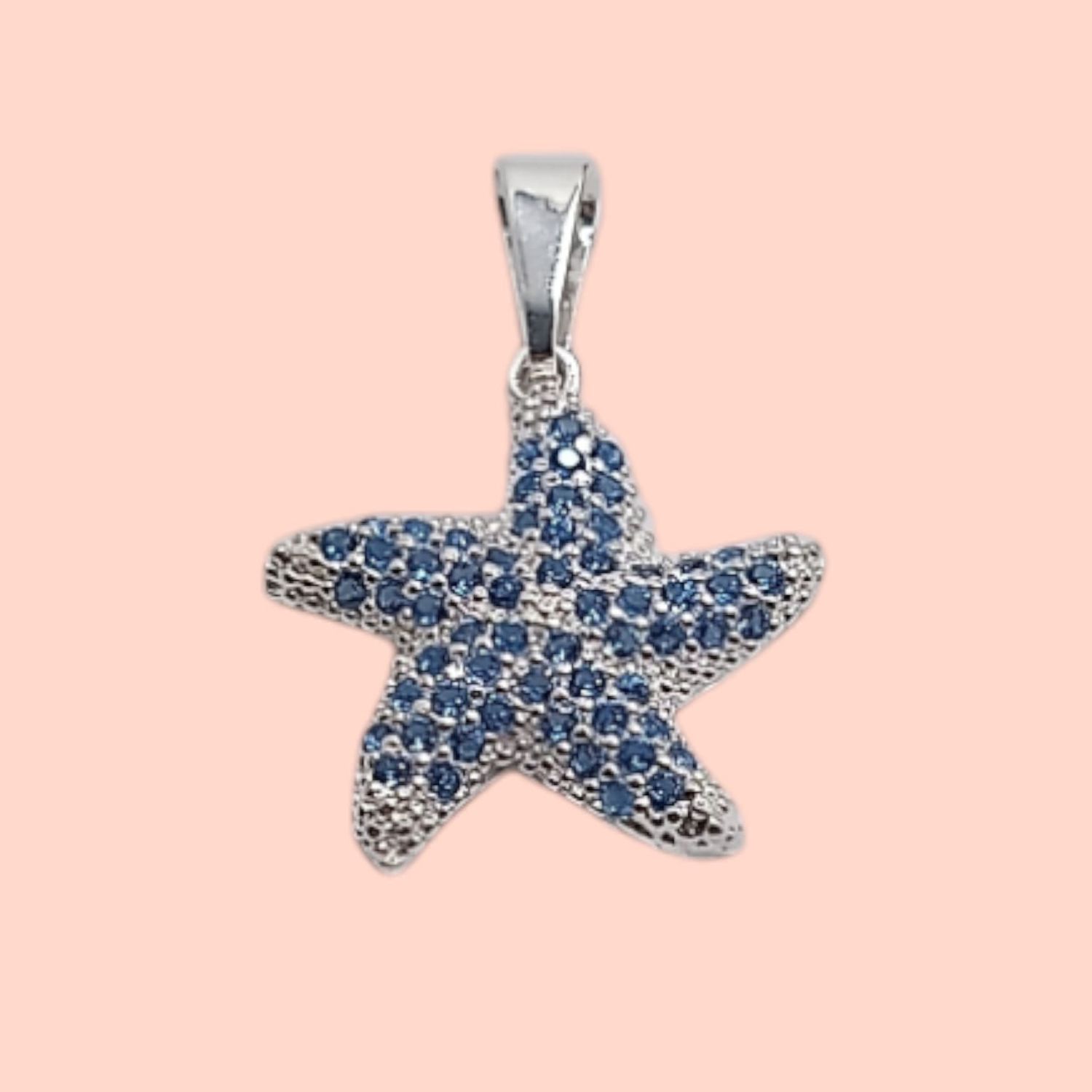 DIJE  ESTRELLA DE MAR 2 CM CZ AZUL PLATA .925