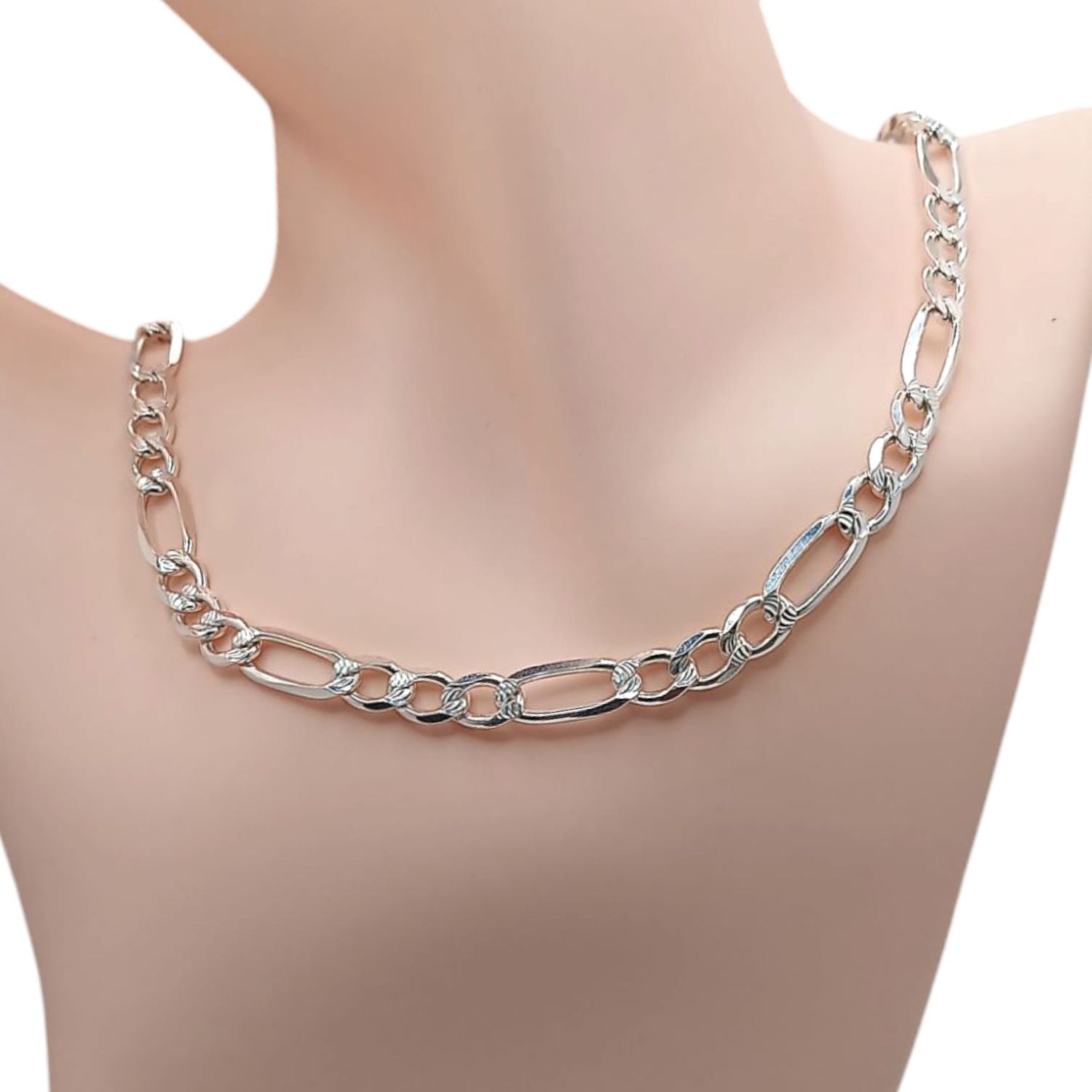 CADENA FIGARO 24&quot; 7MM PLATA .925