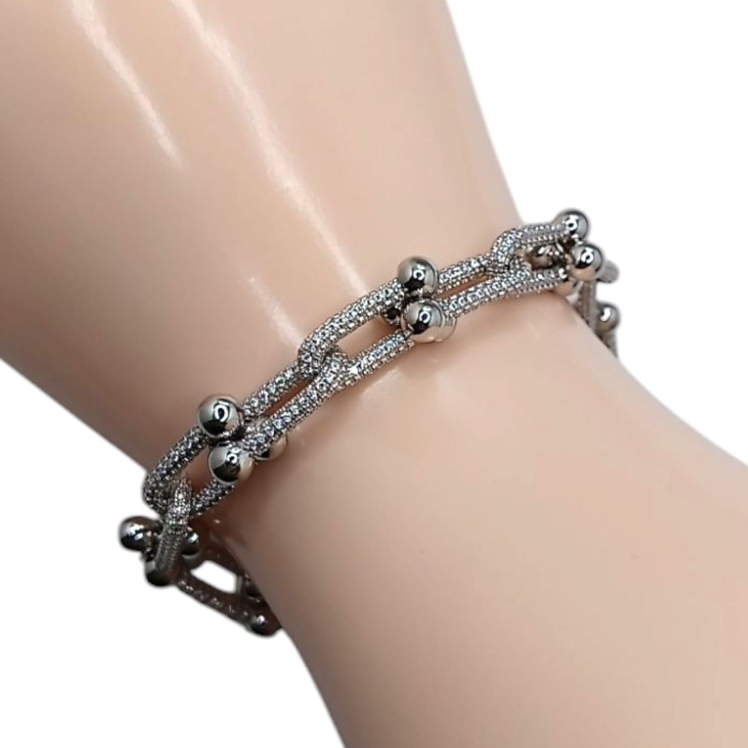 PULSERA ENTRELAZADA  SUPER FANCY 8&quot; PLATA .925