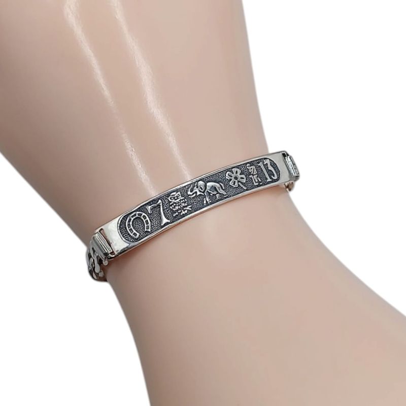 PULSERA DE LA SUERTE 8&quot; FIGARO  6MM PLATA .925