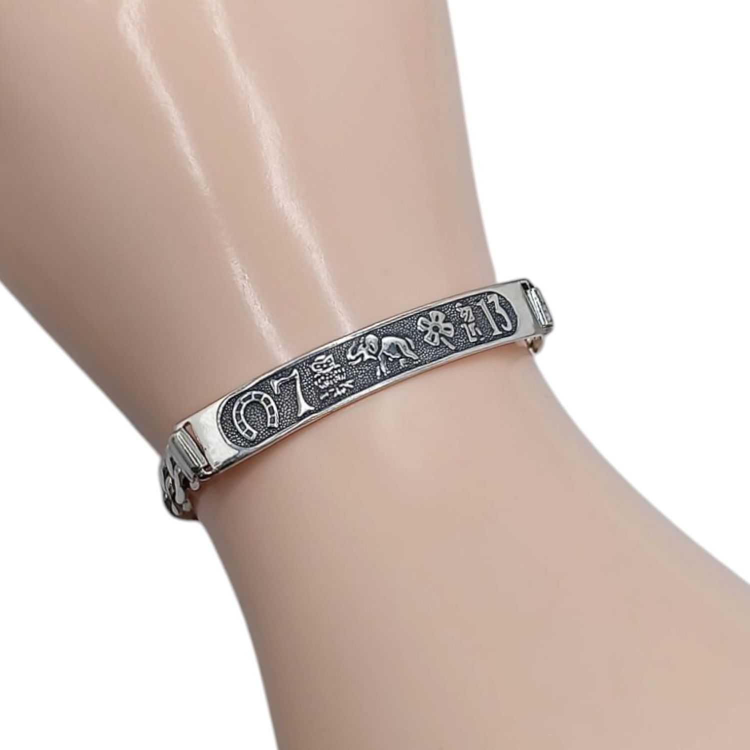PULSERA DE LA SUERTE 7&quot; FIGARO 6 MM PLATA .925