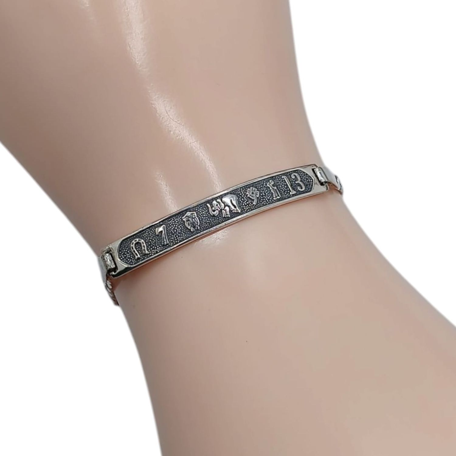 PULSERA DE LA SUERTE FIGARO LARGO  8&quot; PLATA .925